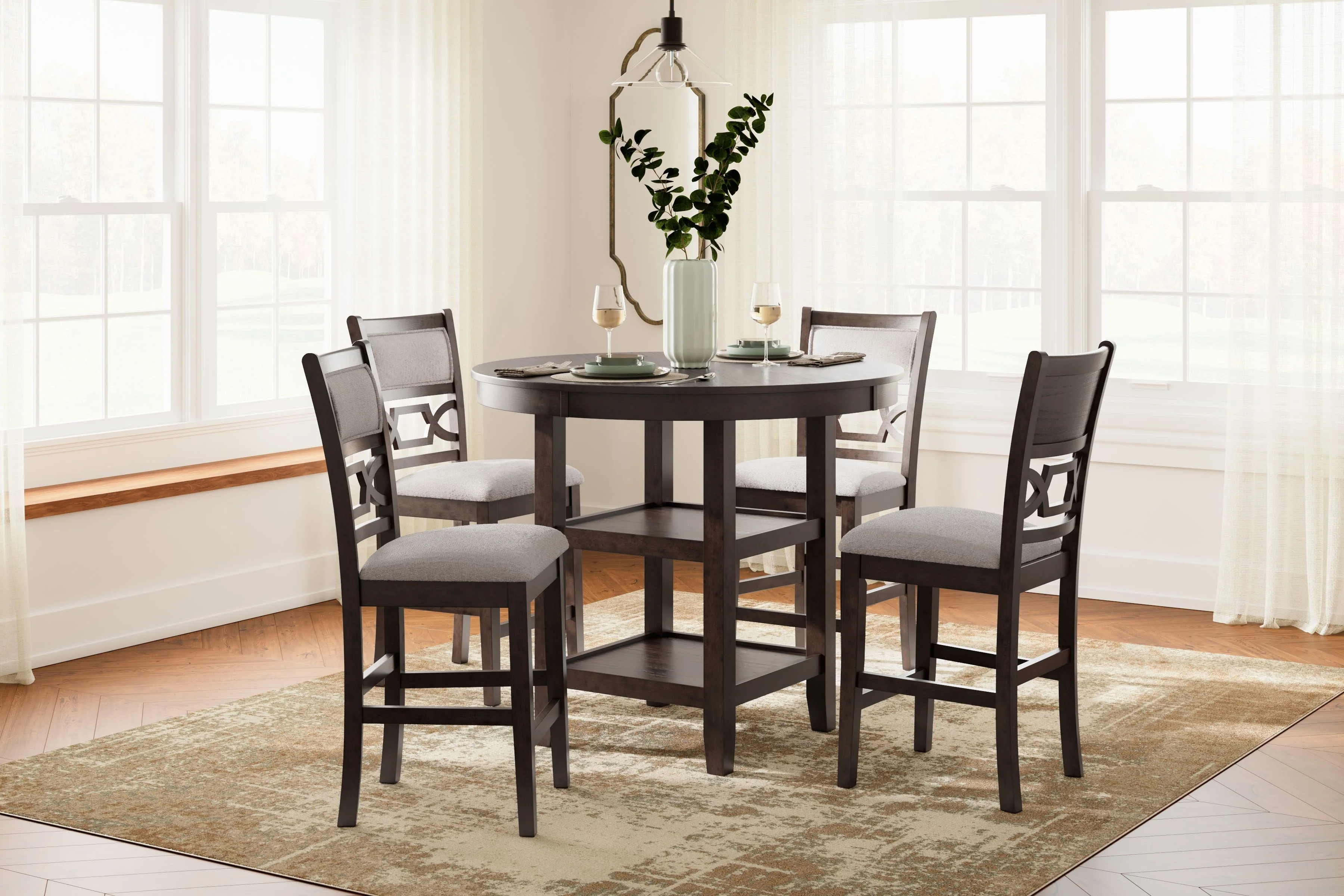 Langwest - Dining Room Counter Table Set (Set of 5) - Brown - Image 4