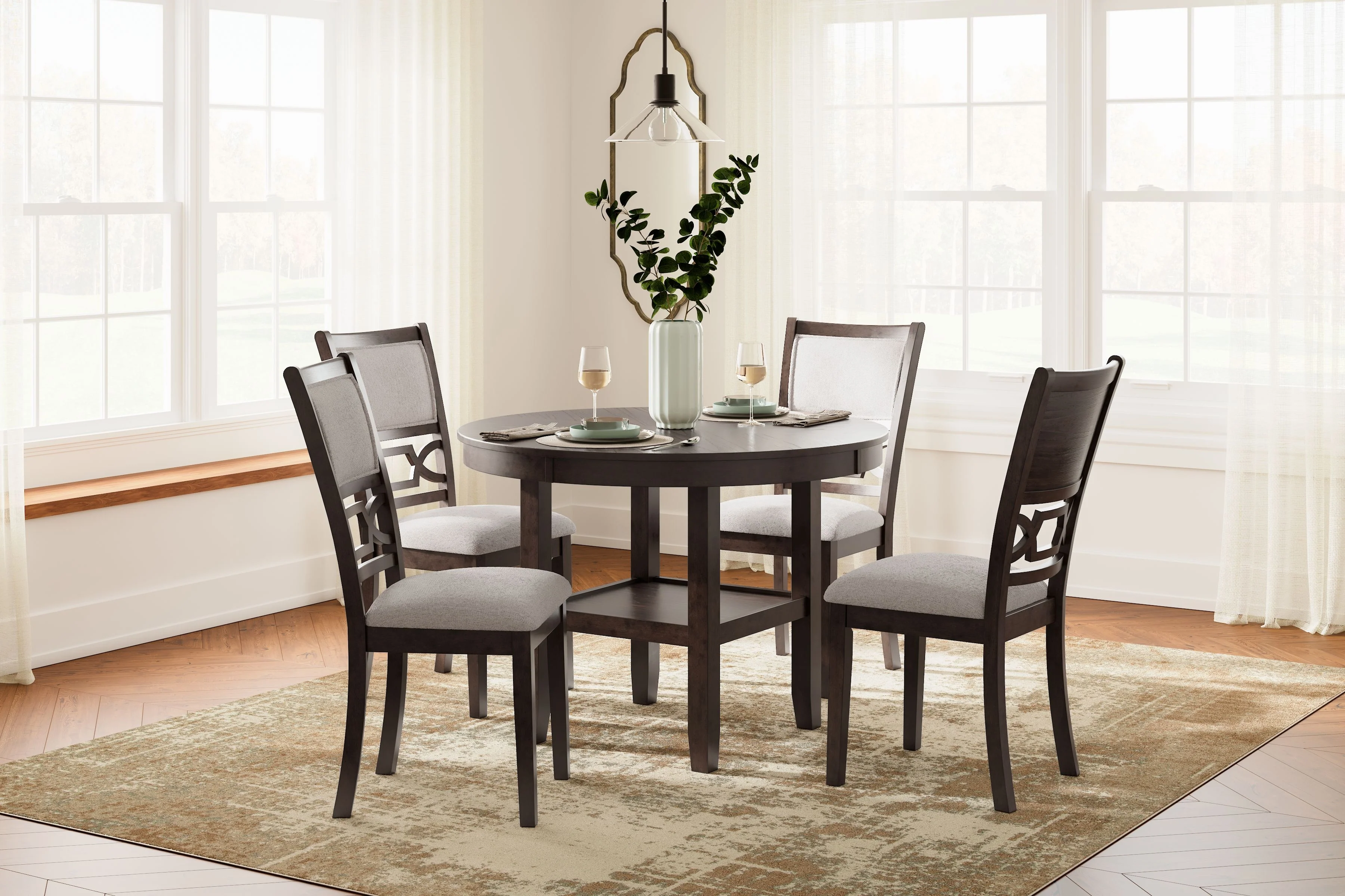 Langwest - Dining Room Table Set (Set of 5) - Brown - Image 2