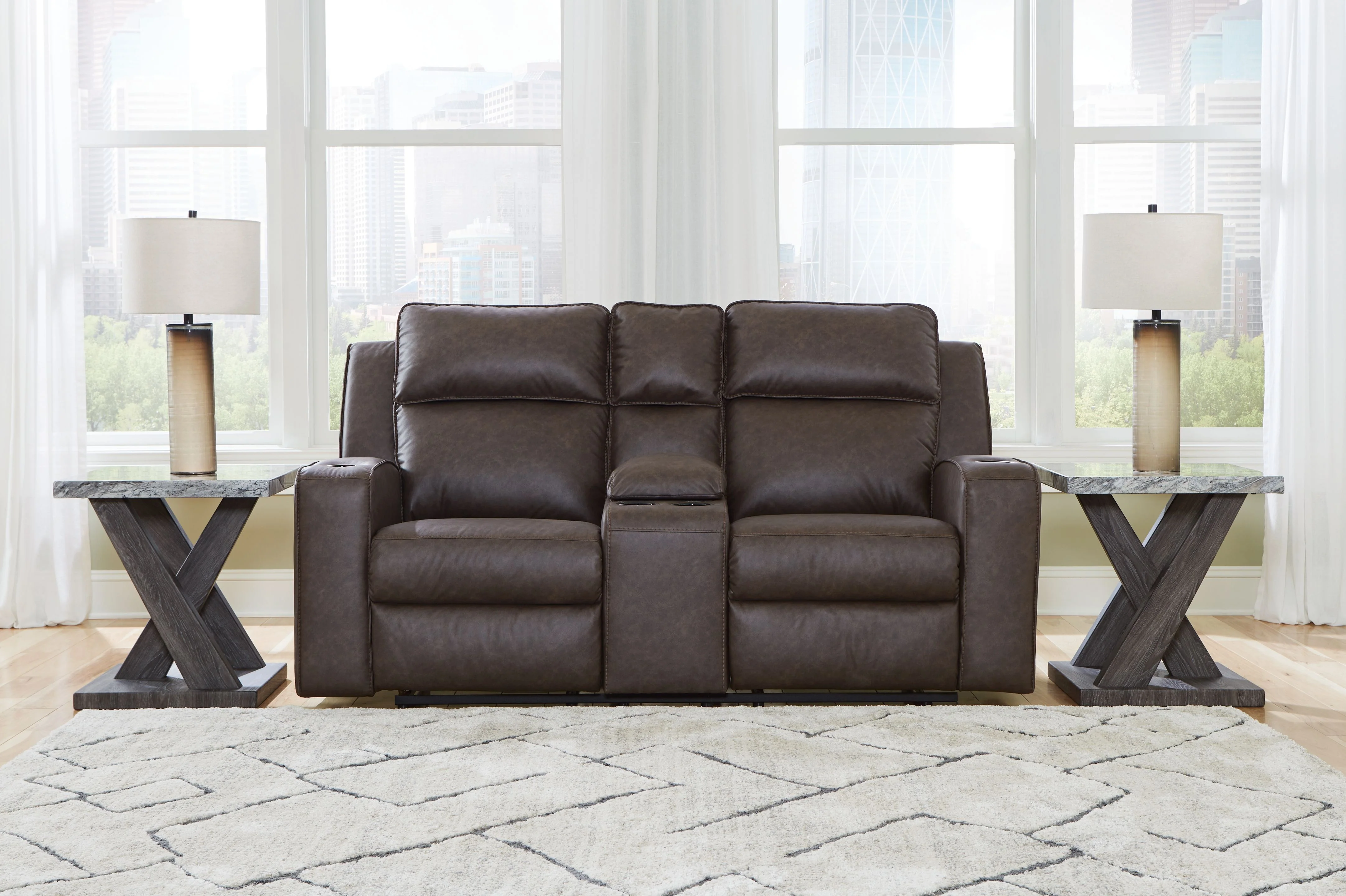 Lavenhorne - Dbl Rec Loveseat W/Console - Granite - Image 3