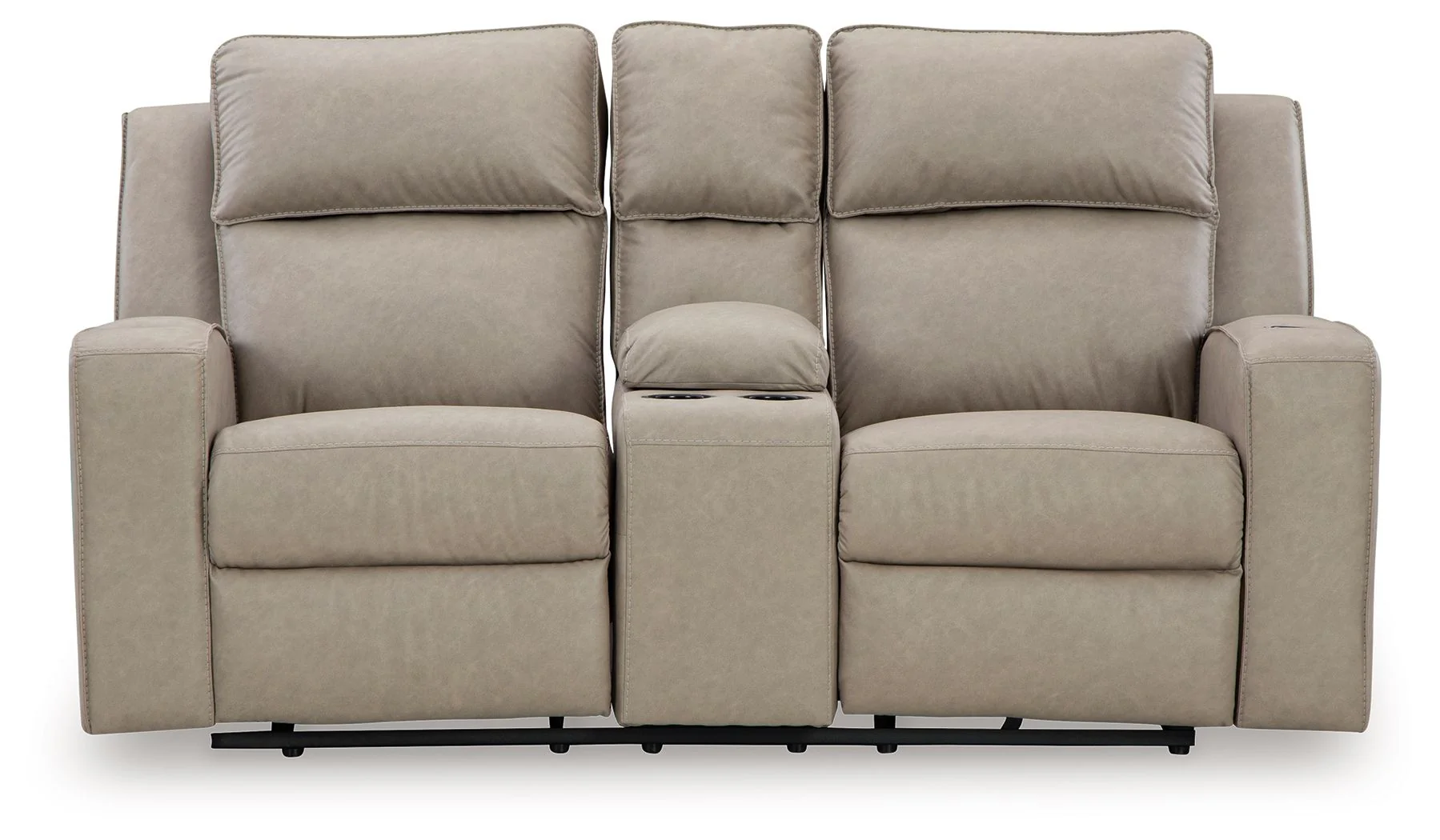 Lavenhorne - Dbl Rec Loveseat W/Console - Pebble - Image 3