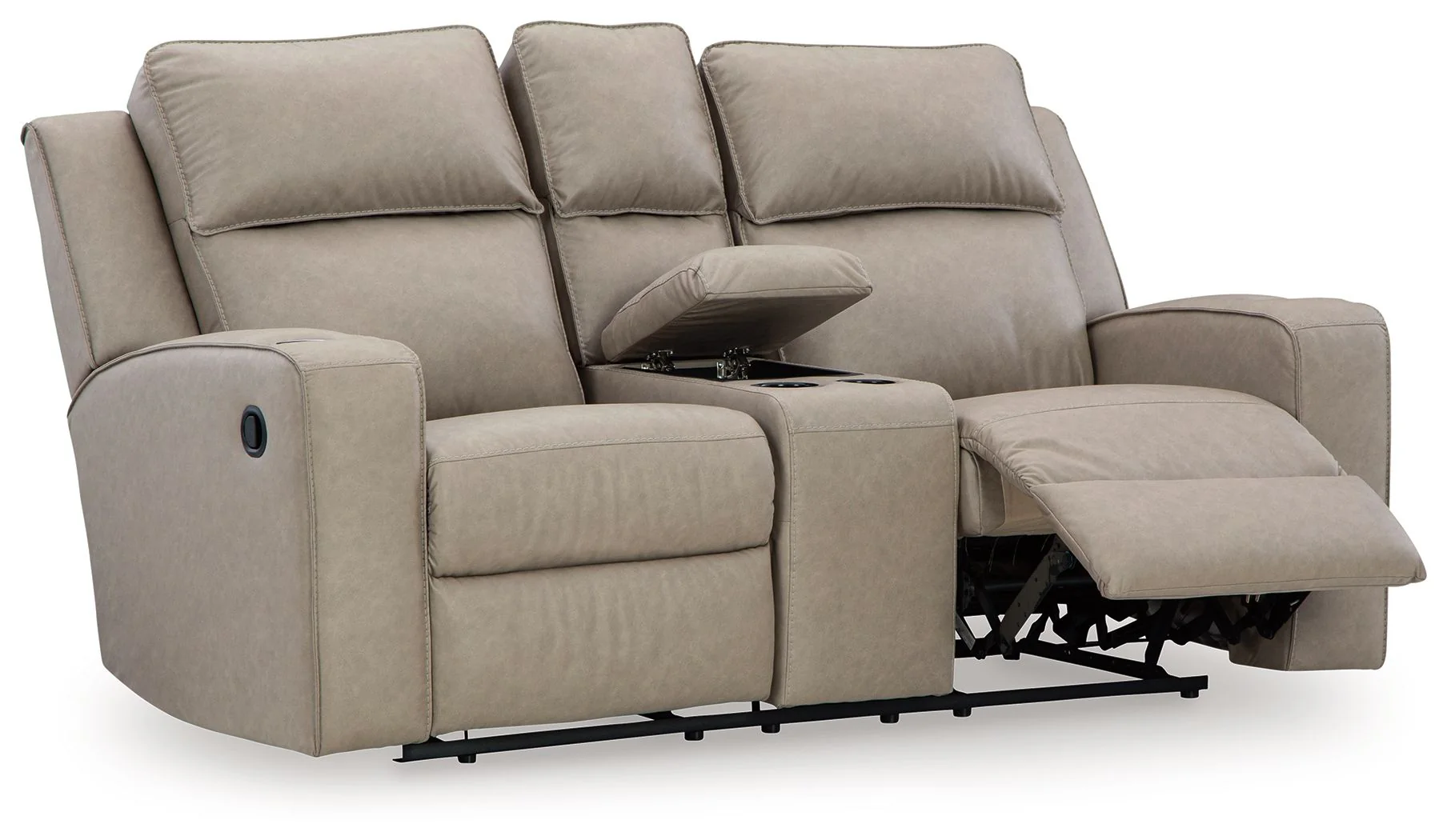 Lavenhorne - Dbl Rec Loveseat W/Console - Pebble - Image 4