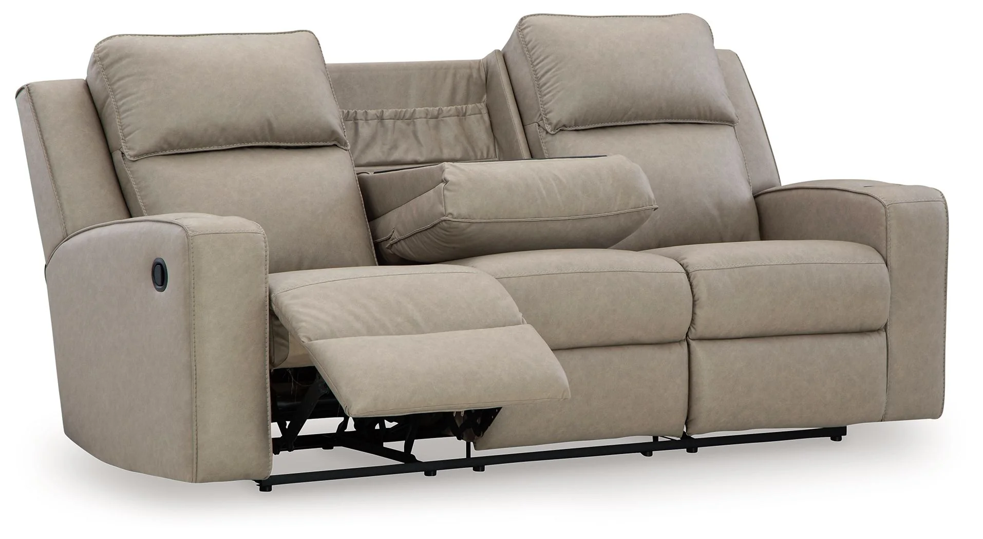 Lavenhorne - Rec Sofa W/Drop Down Table - Pebble - Image 2
