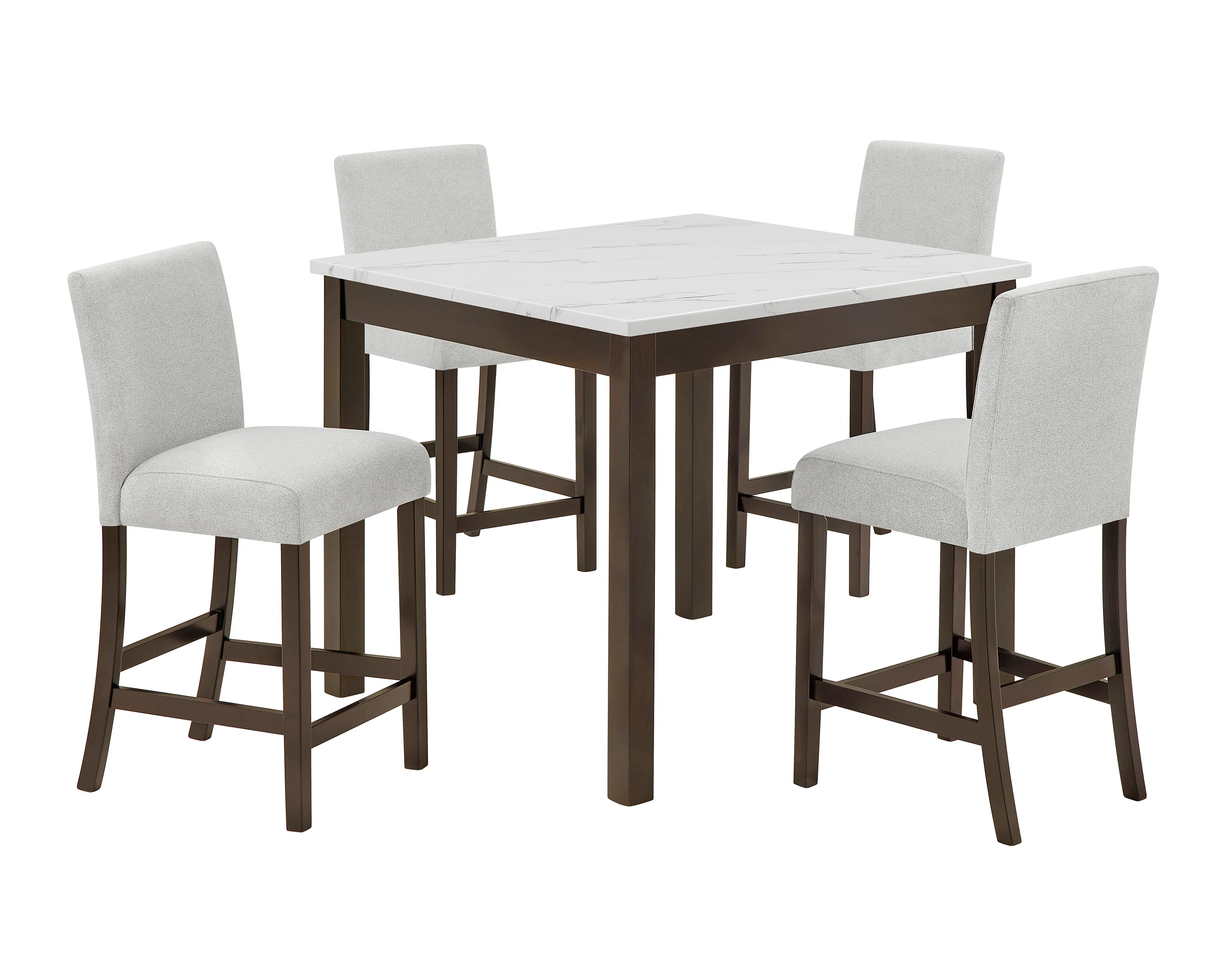 Lennon Brown & Marble with White 5Pc Counter Height Dining Set - Image 2