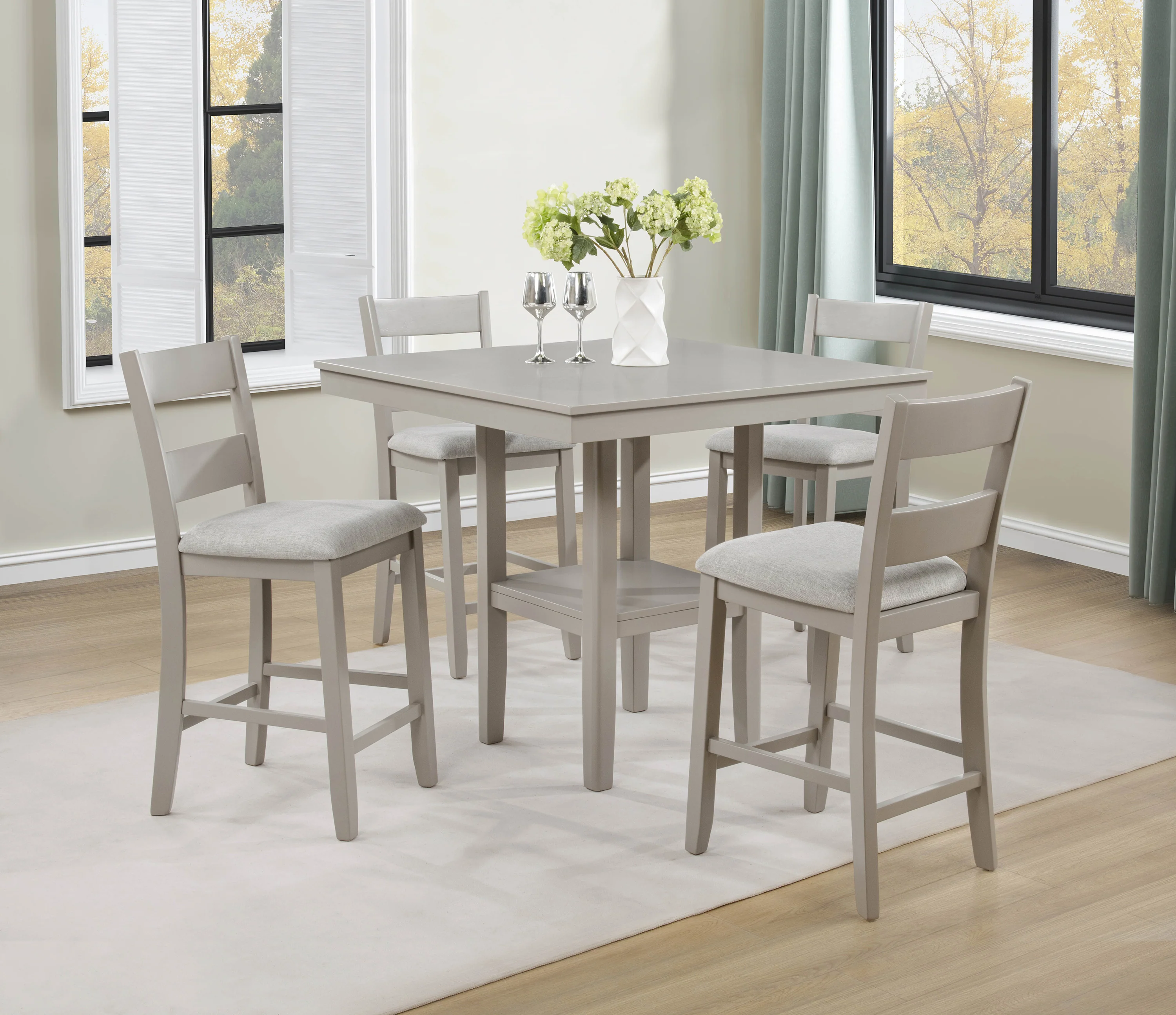 Lester Greige 5 Piece Counter Height Dining Set