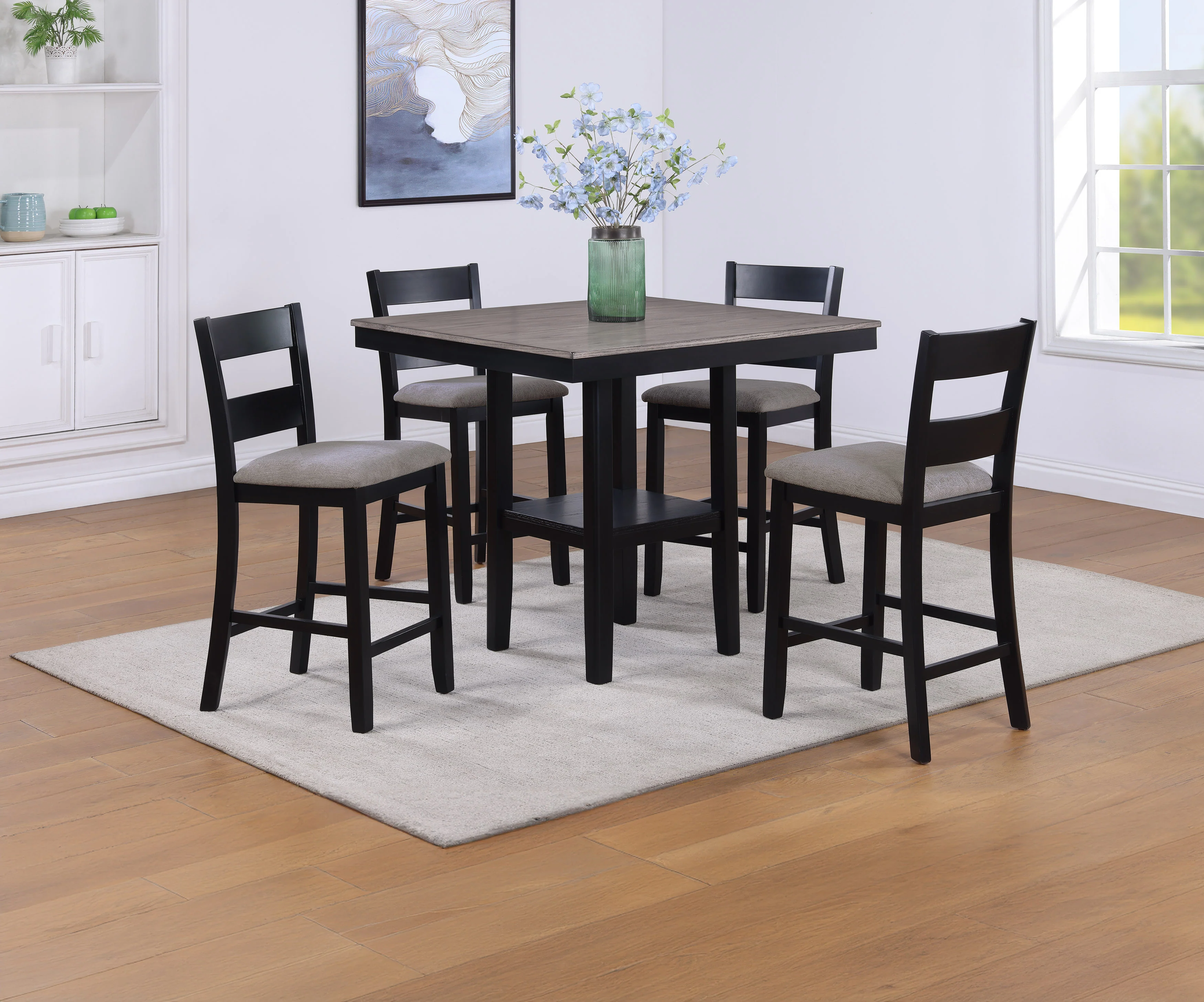 Lester Lt Grey 5 Piece Counter Height Dining Set