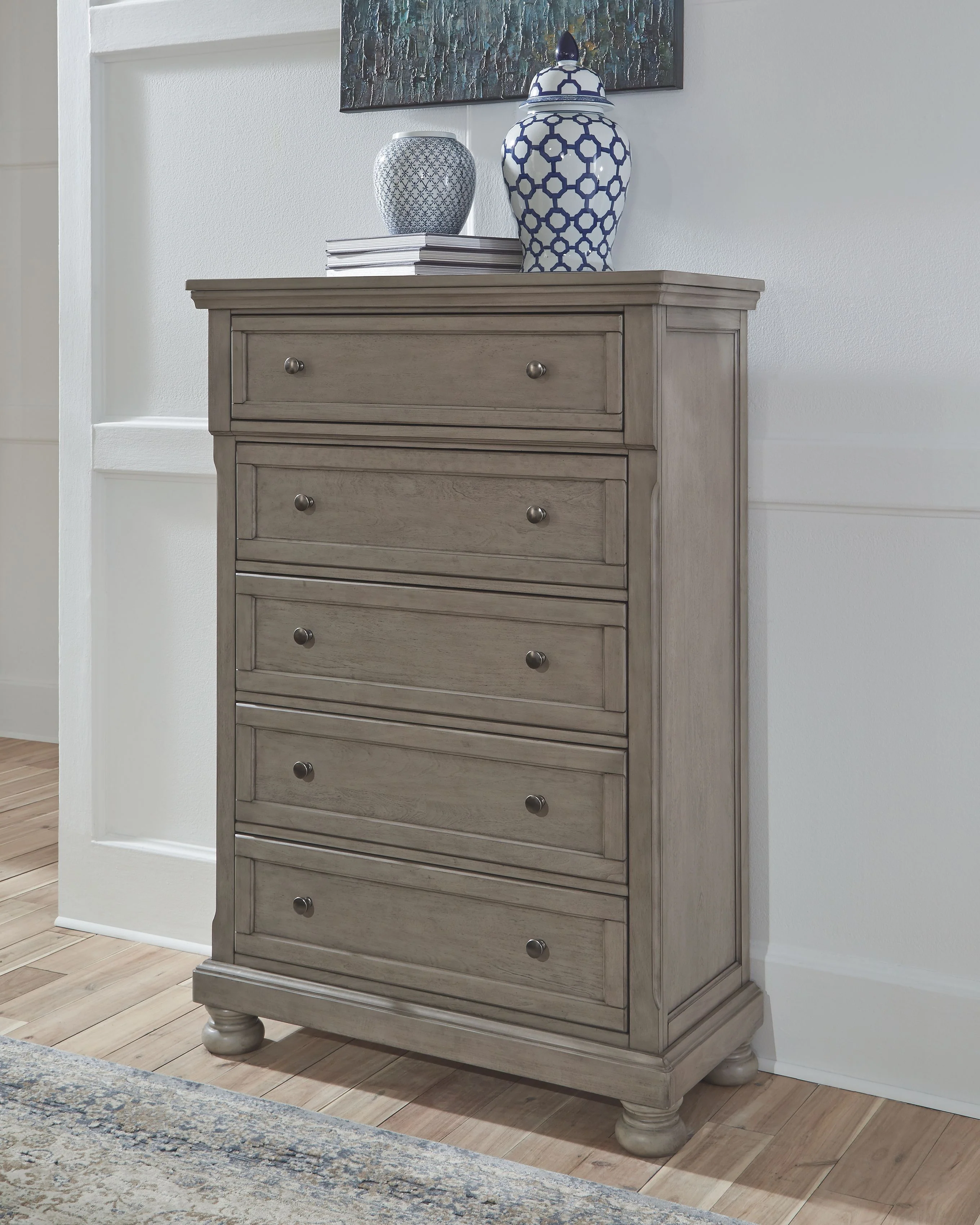 Lettner - Five Drawer Chest - 2-handles - Light Gray - Image 3
