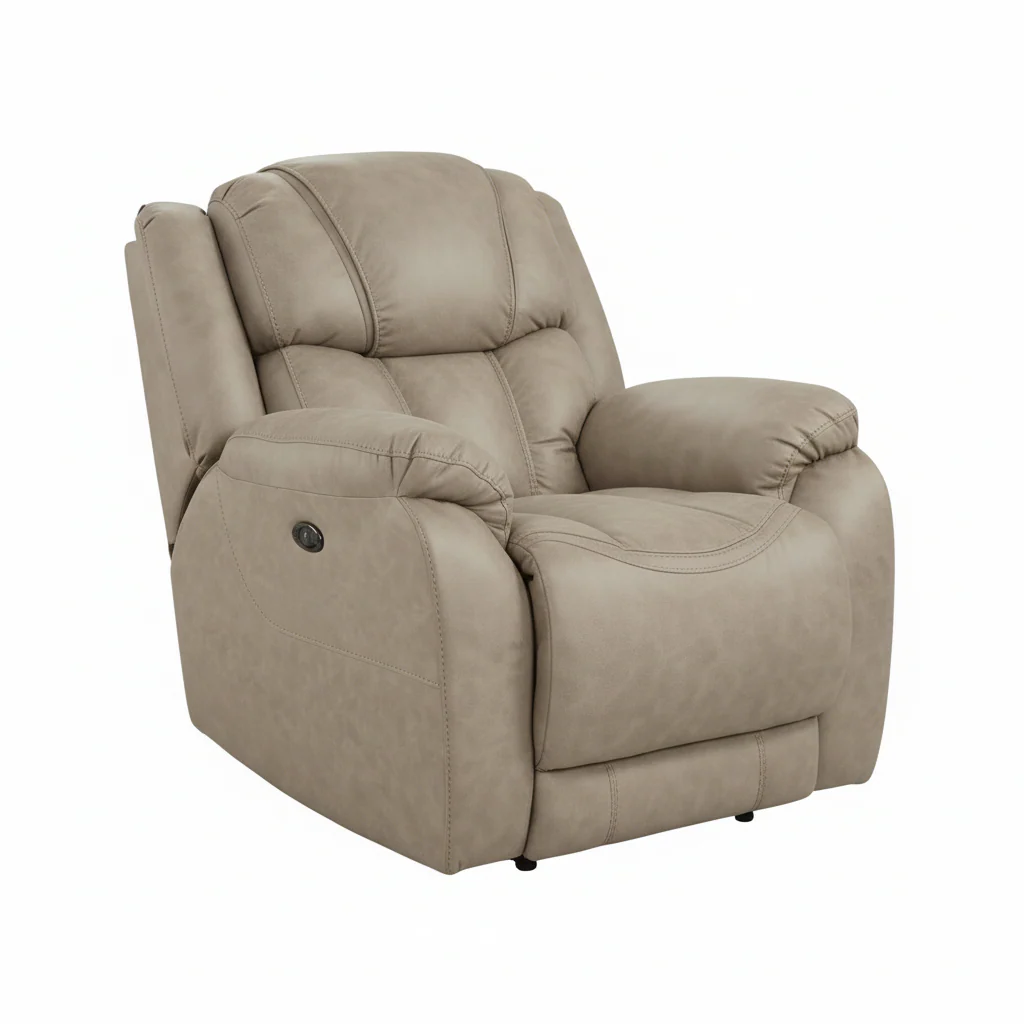 Light Beige Polished Microfiber Recliner