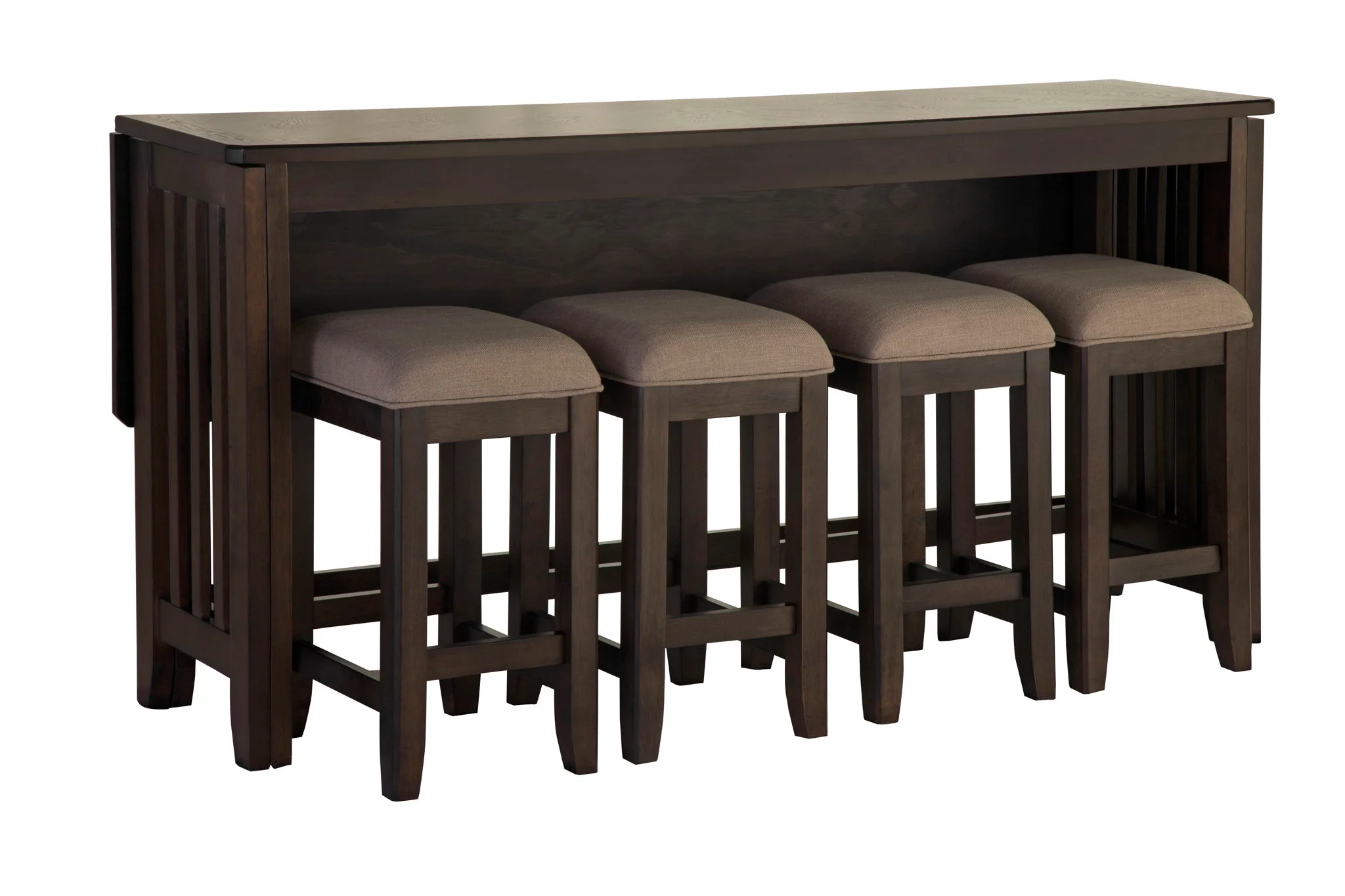 Lindsey - 5 Piece Drop Leaf Counter Set - Ebony / Beige - Image 2