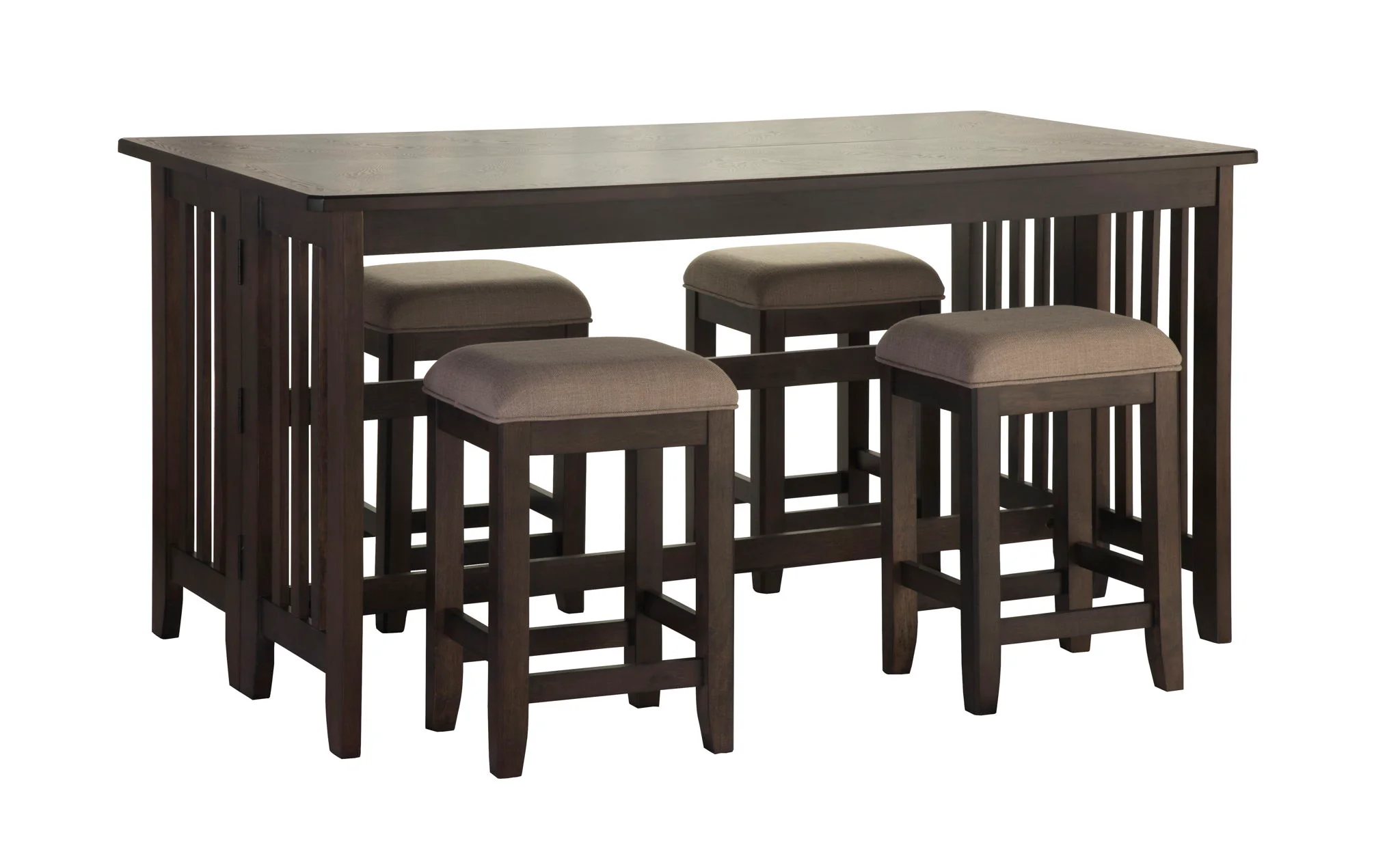 Lindsey - 5 Piece Drop Leaf Counter Set - Ebony / Beige - Image 3