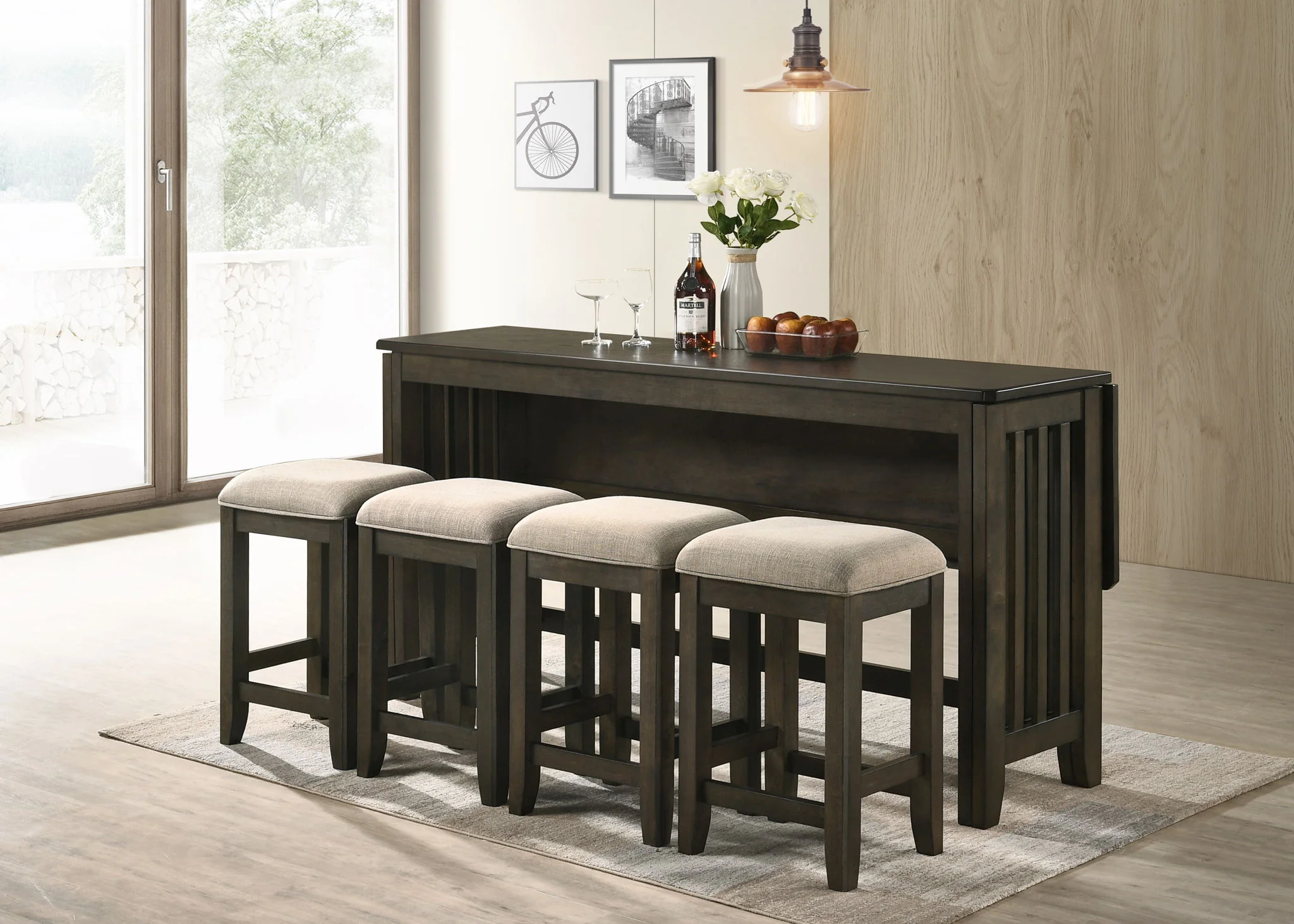 Lindsey - Stool (Set of 2) - Ebony / Beige - Image 4