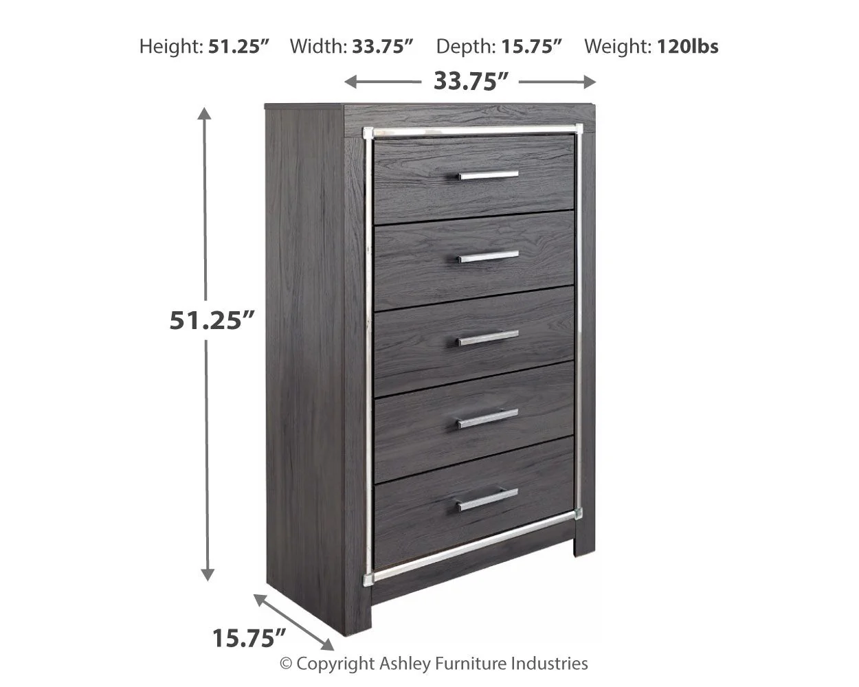 Lodanna - Five Drawer Chest - Gray - Image 2