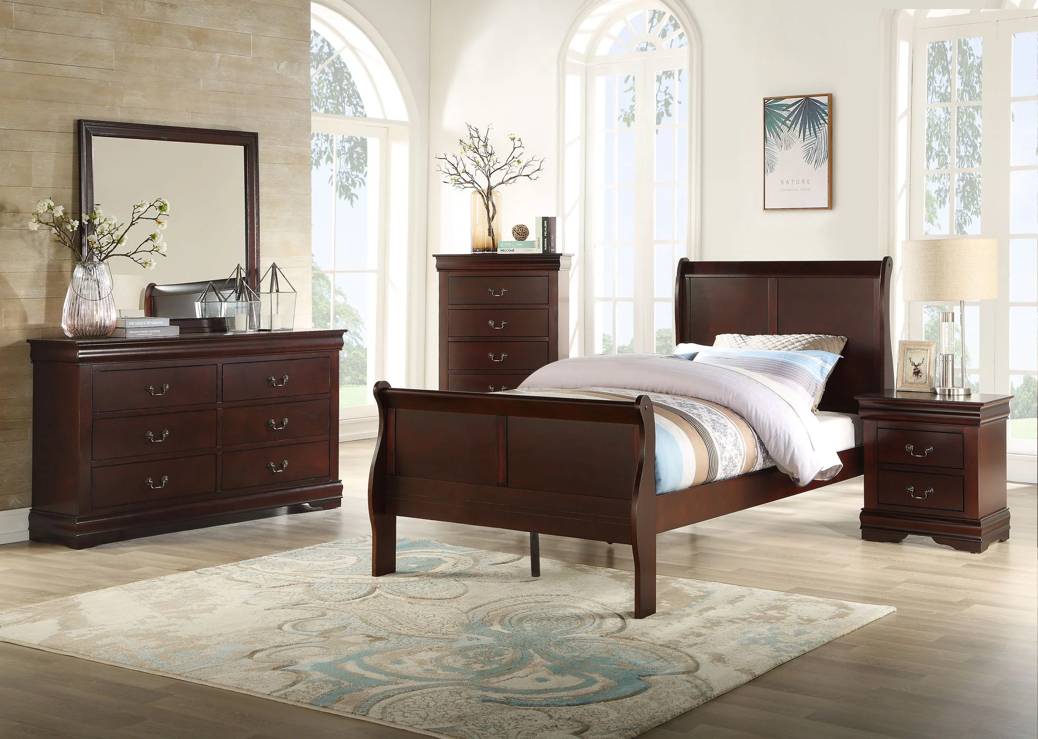 Louis Philip Cherry Bedroom Sets by Crown Mark - Image 2