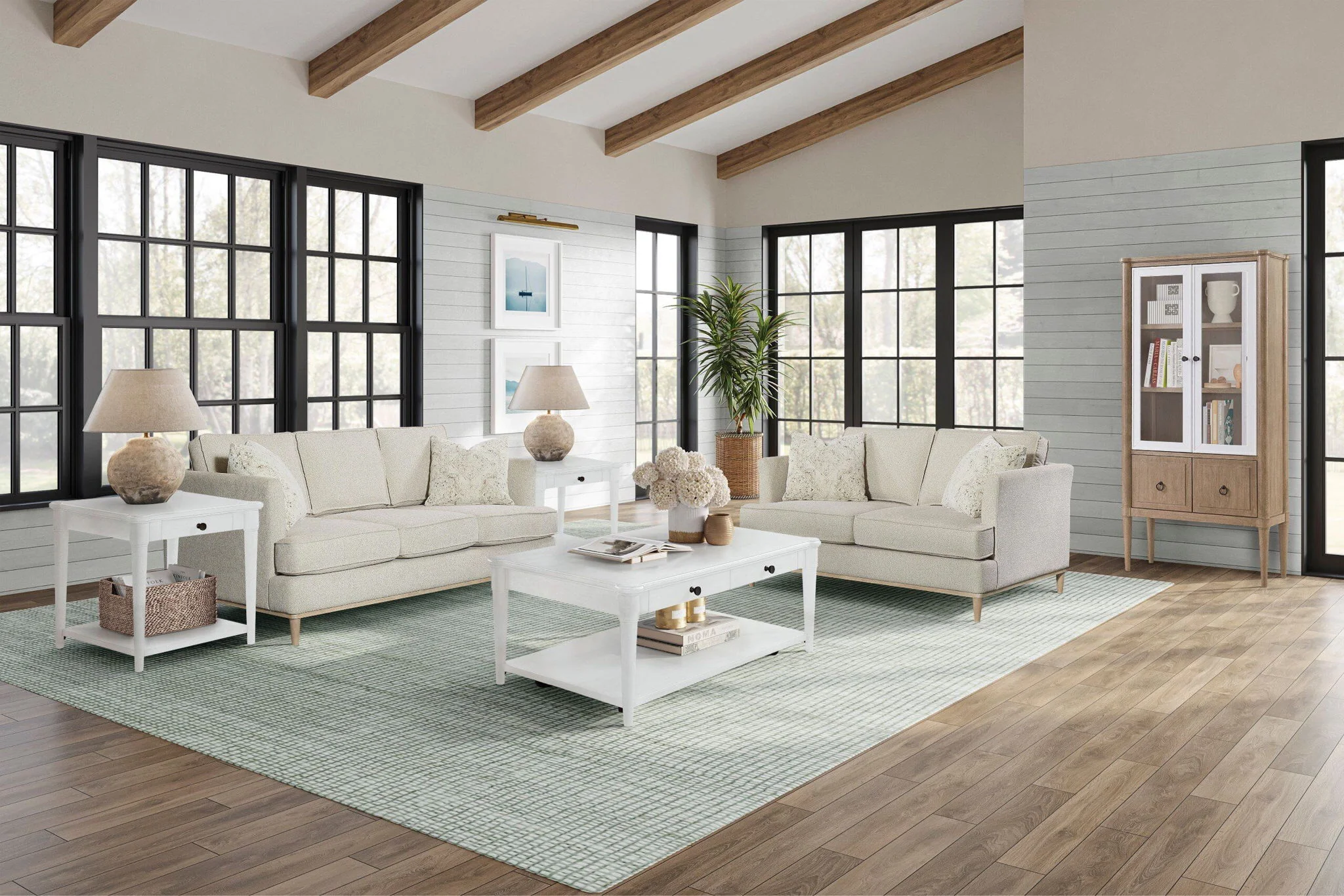 Loveseat With 2 Reversable Cushions And 2 Pillows - Off White - Image 4