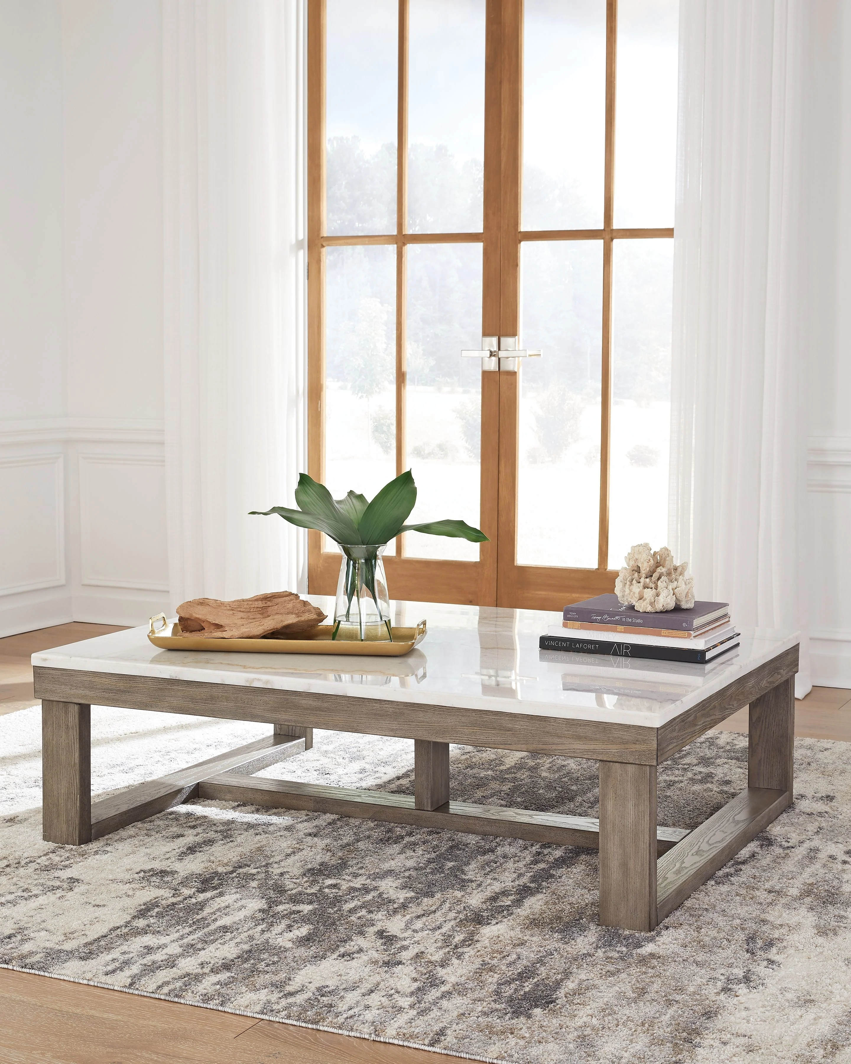 Loyaska - Rectangular Cocktail Table - Brown / Ivory - Image 4