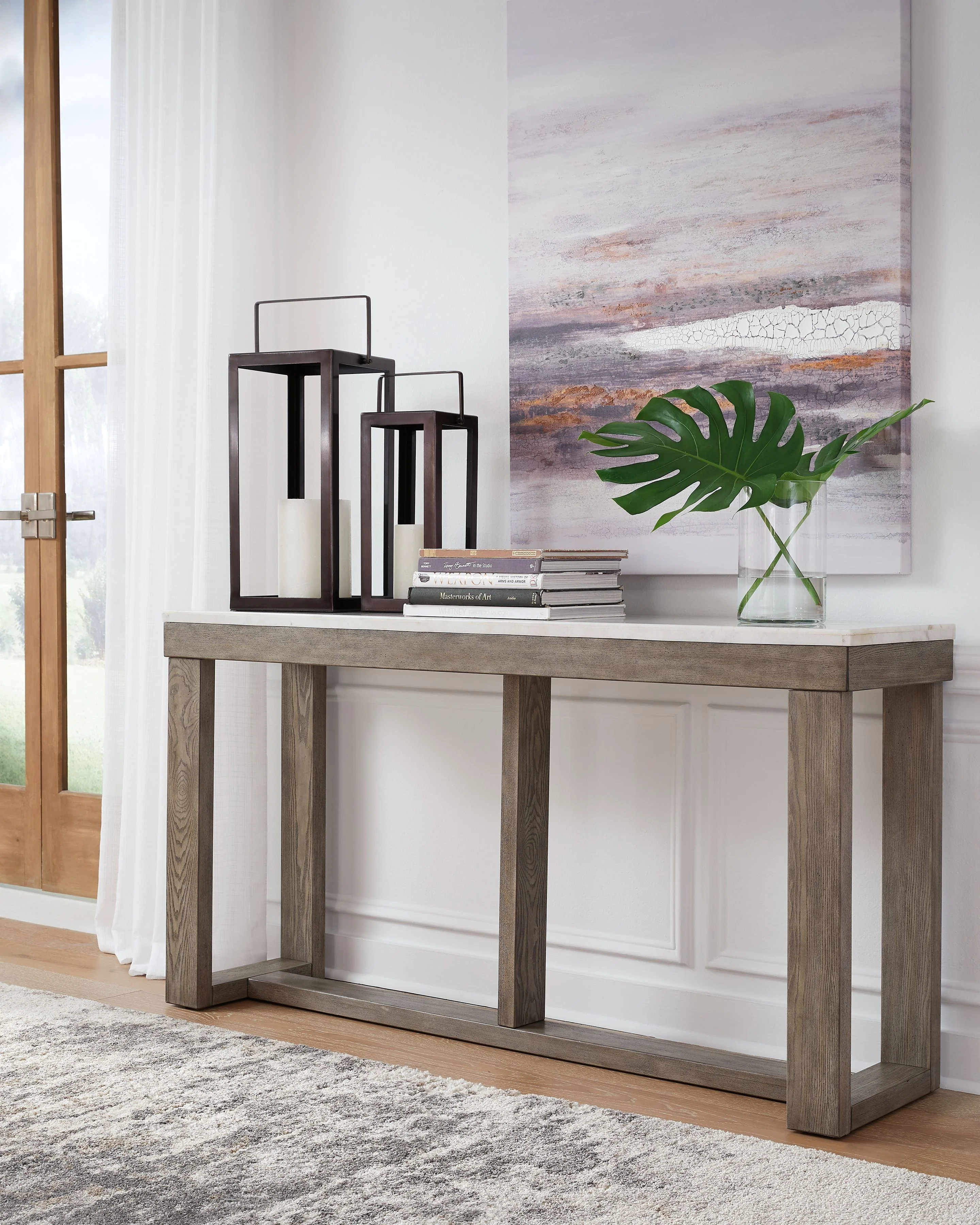 Loyaska - Sofa Table - Brown / Ivory - Image 3