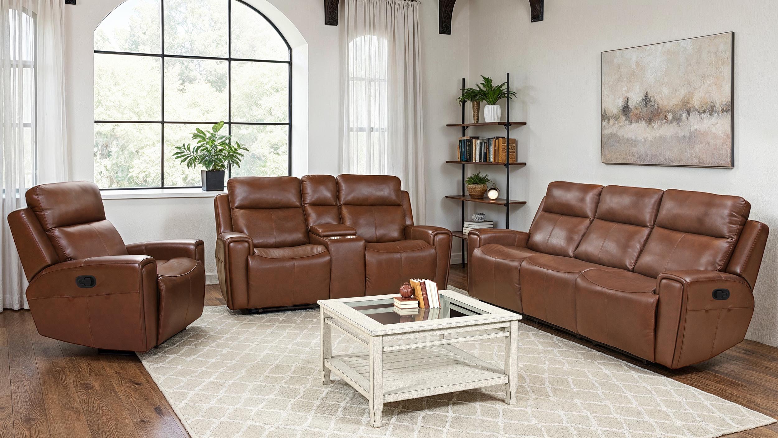 LR7660CHL Chocolate Leather Reclining Living Room Set
