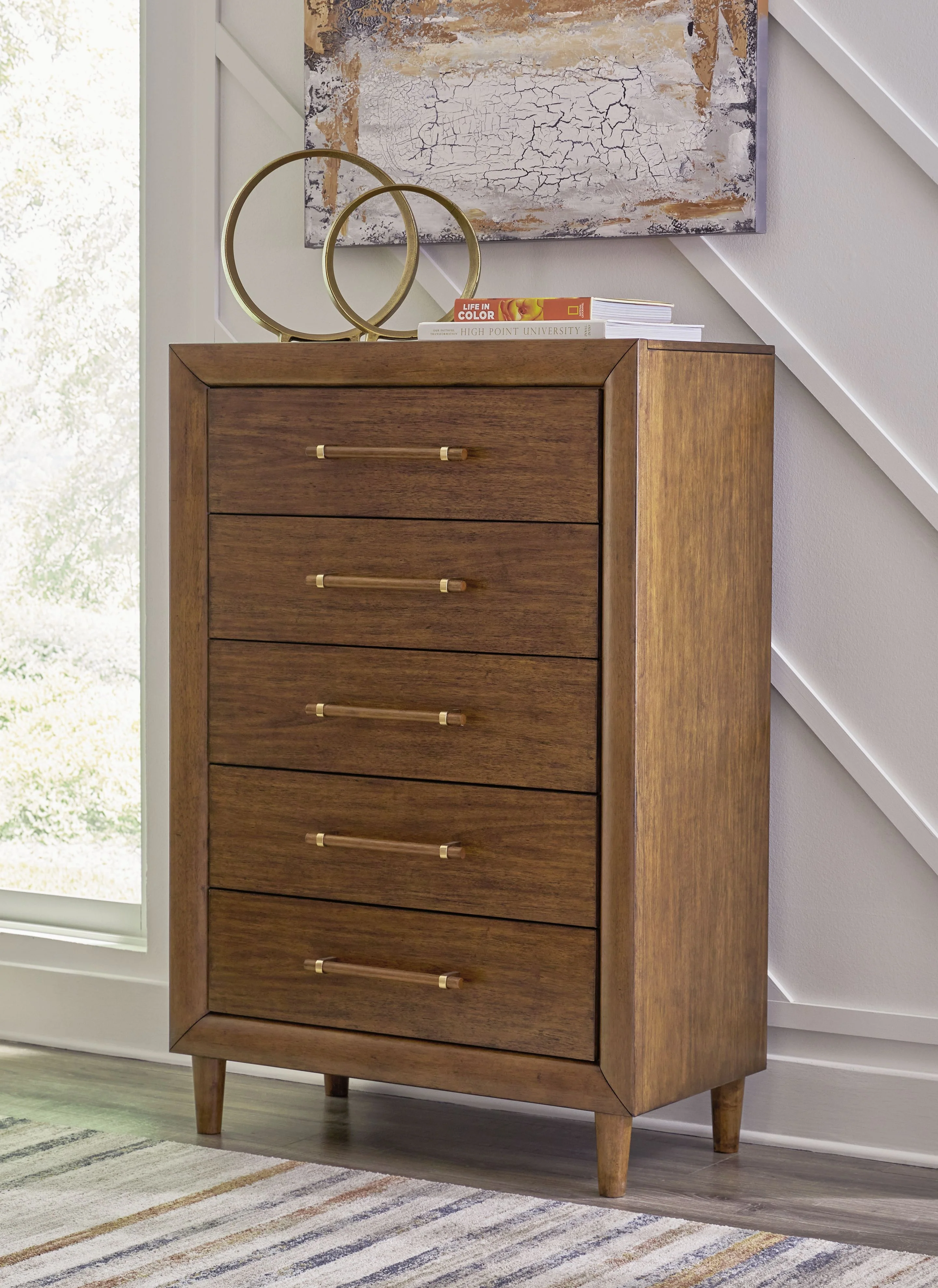 Lyncott - Five Drawer Chest - Brown - Image 2