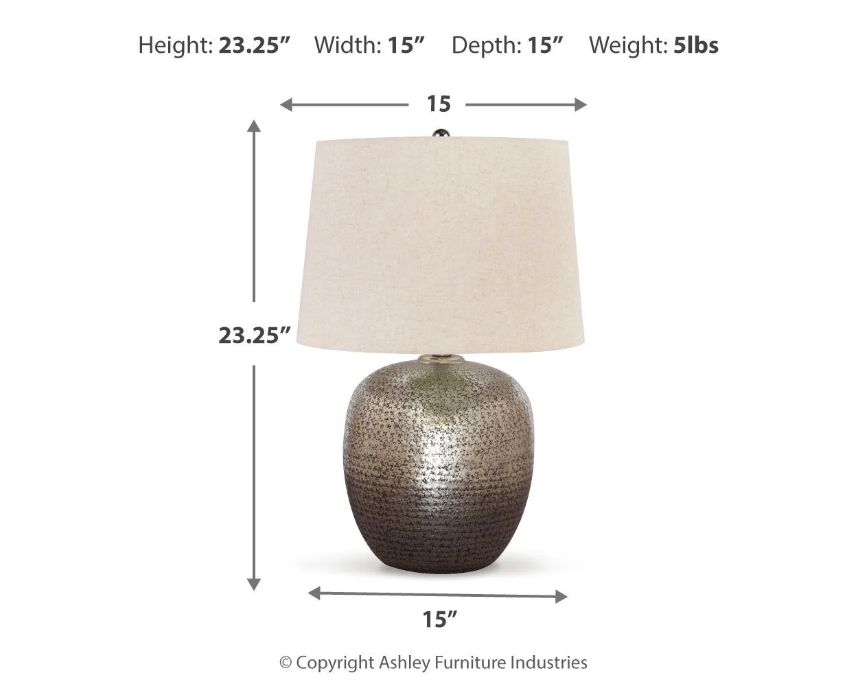 Magalie - Metal Table Lamp - Antique Silver Finish - Image 3