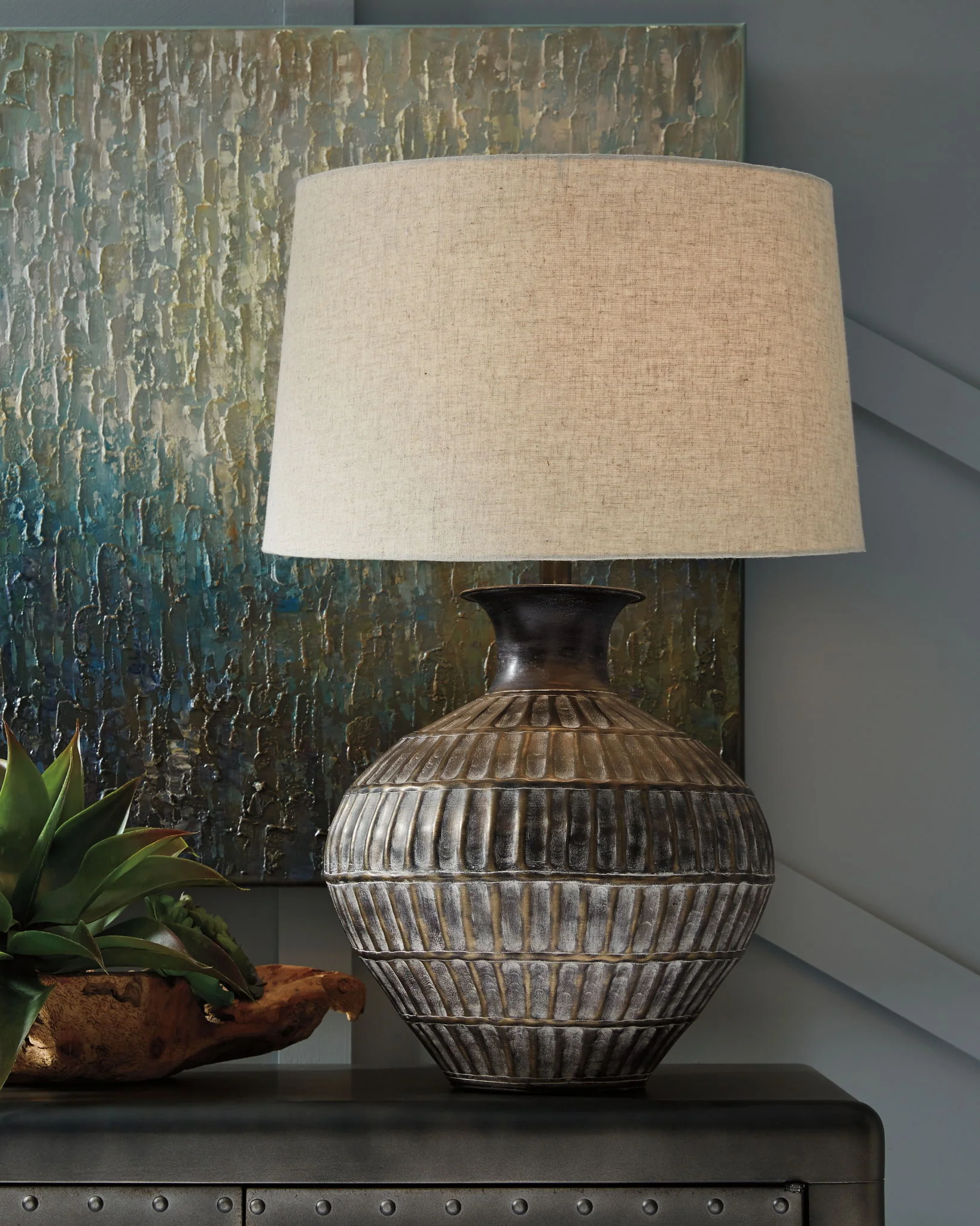 Magan - Metal Table Lamp  - Antique Bronze Finish - Image 2
