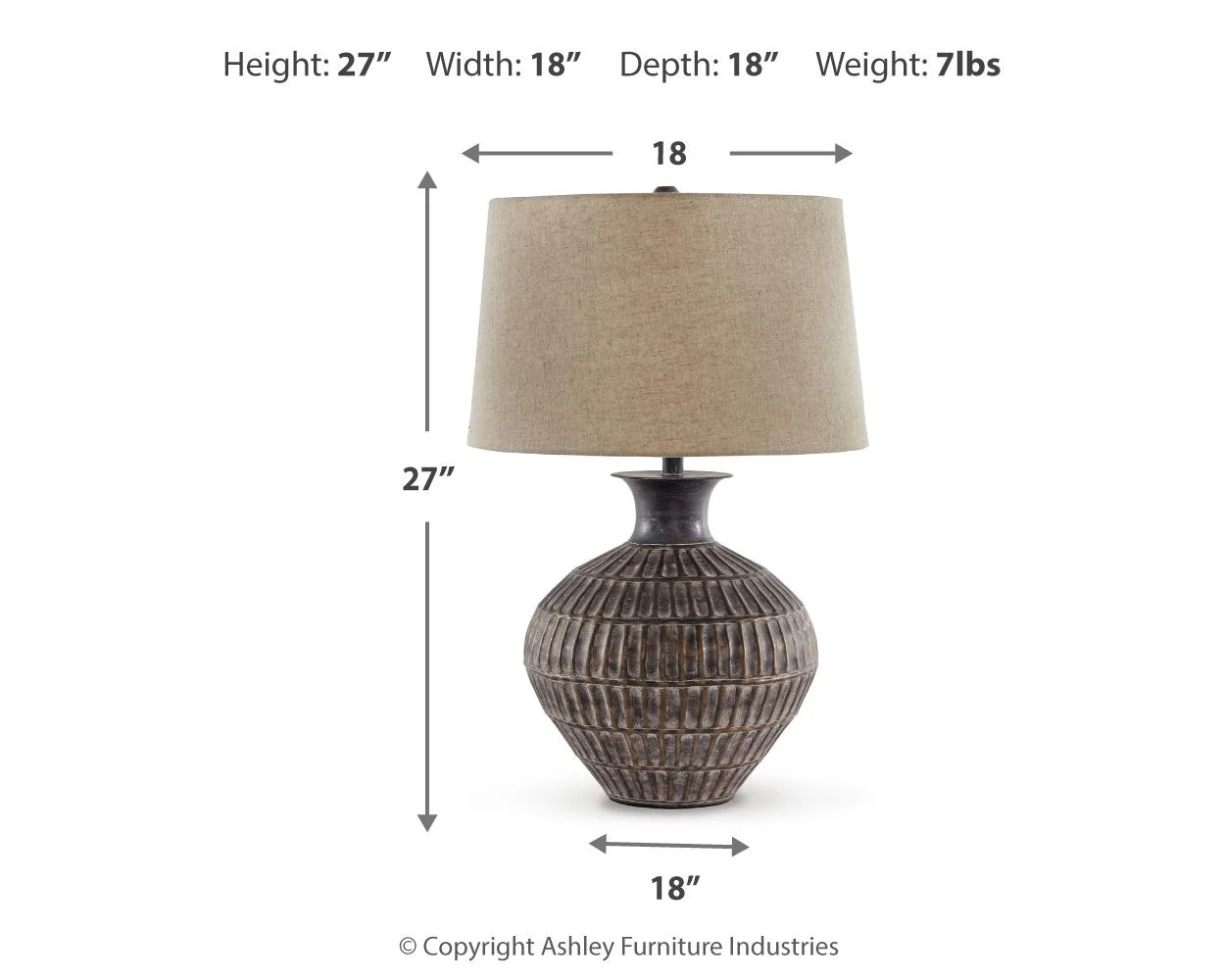 Magan - Metal Table Lamp  - Antique Bronze Finish - Image 4