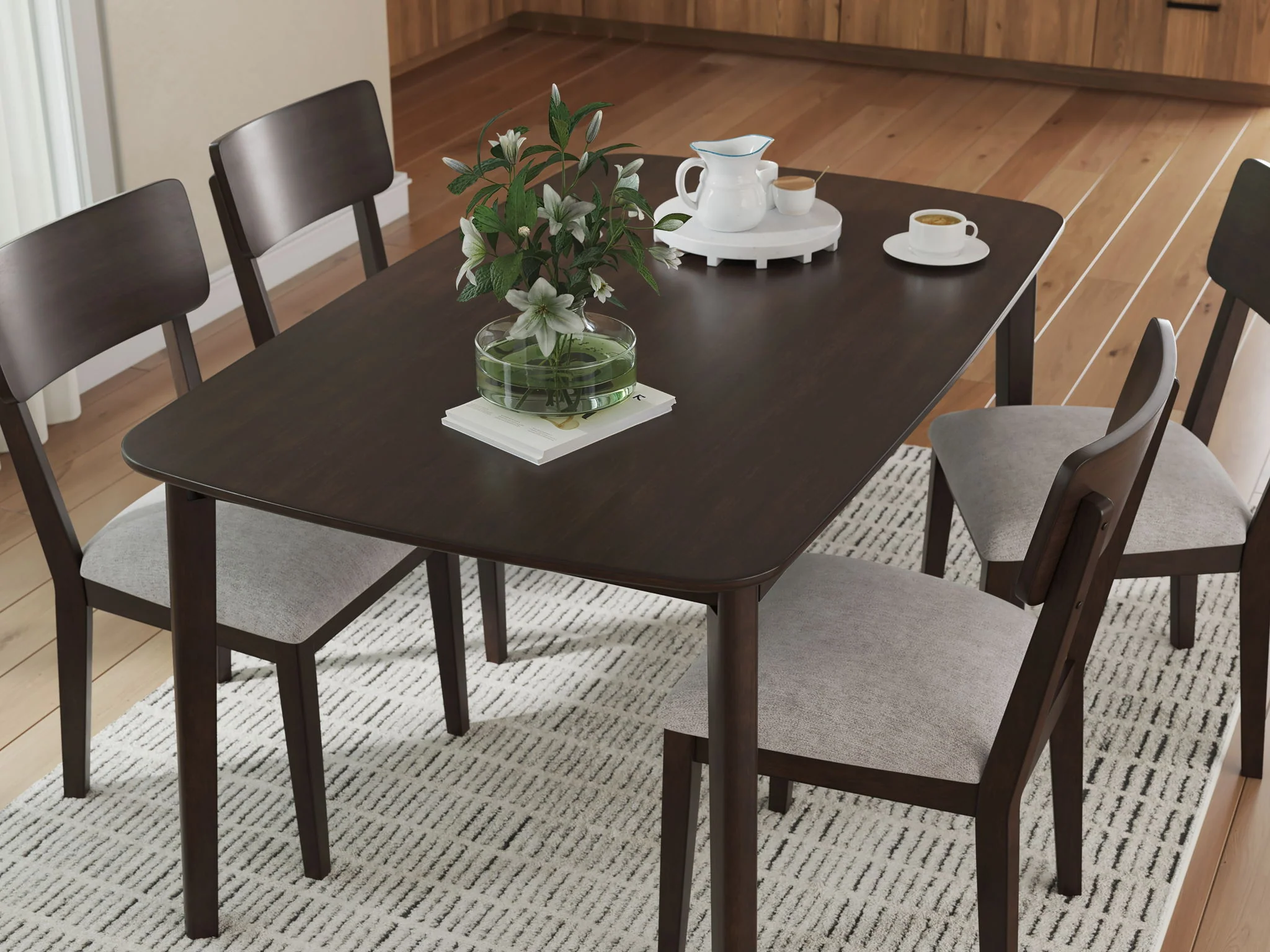 Mallenette - Dining Room Table Set (Set of 5) - Merlot - Image 2