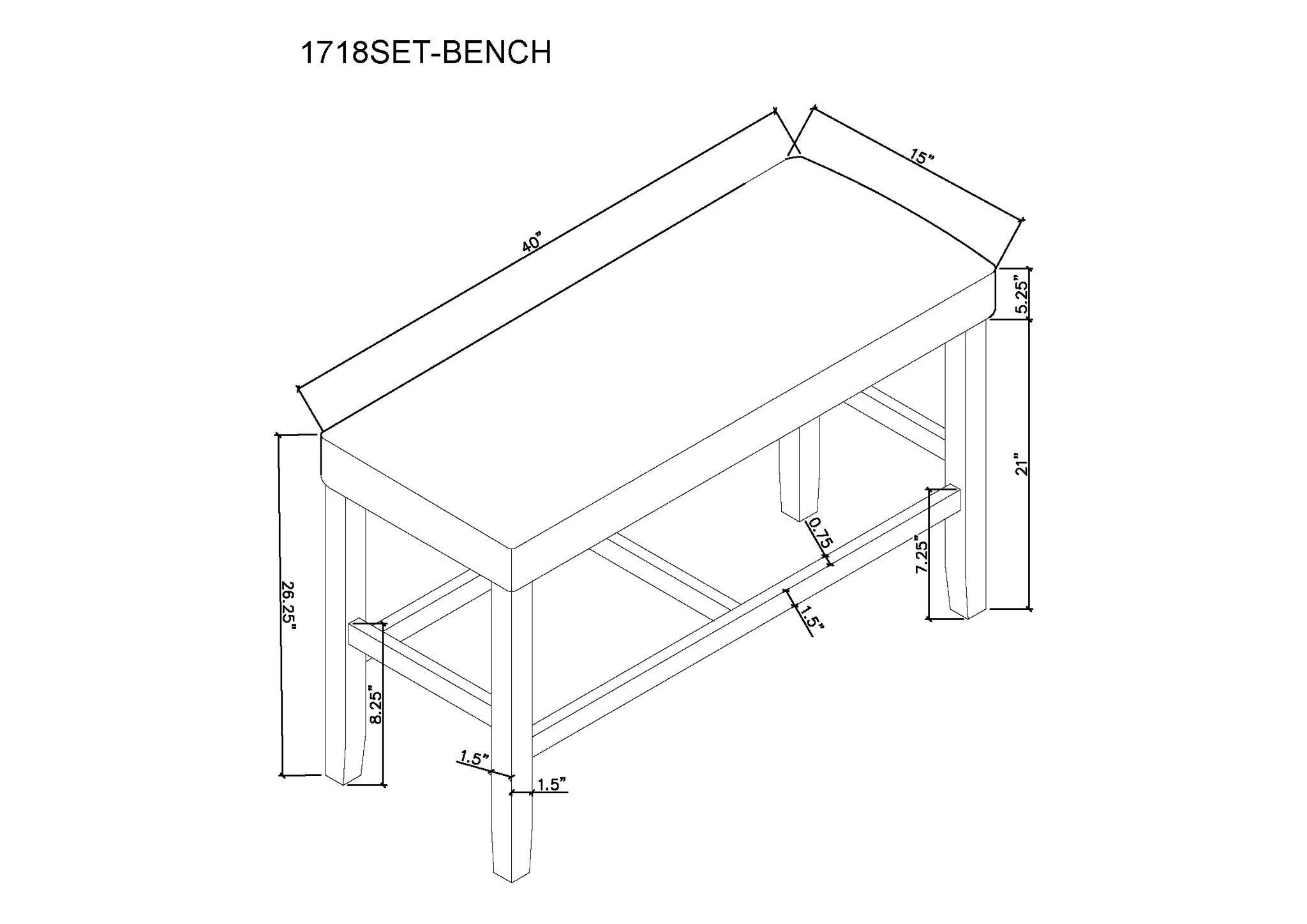 Marbel - Counter Height Bench - Dove - Image 3