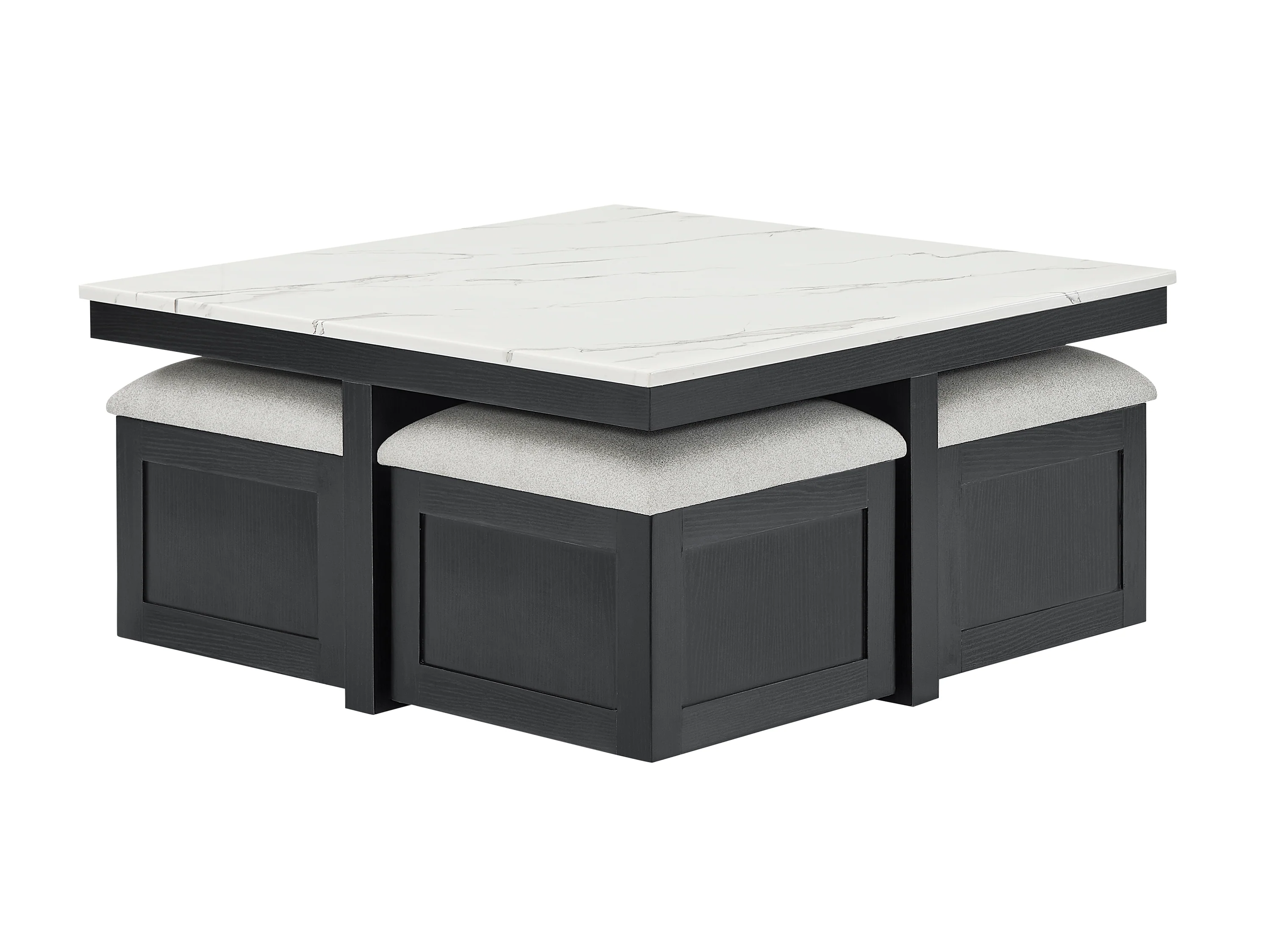 Marta Coffee Table Set with 4 Storage Stools/Ottomans - Image 2