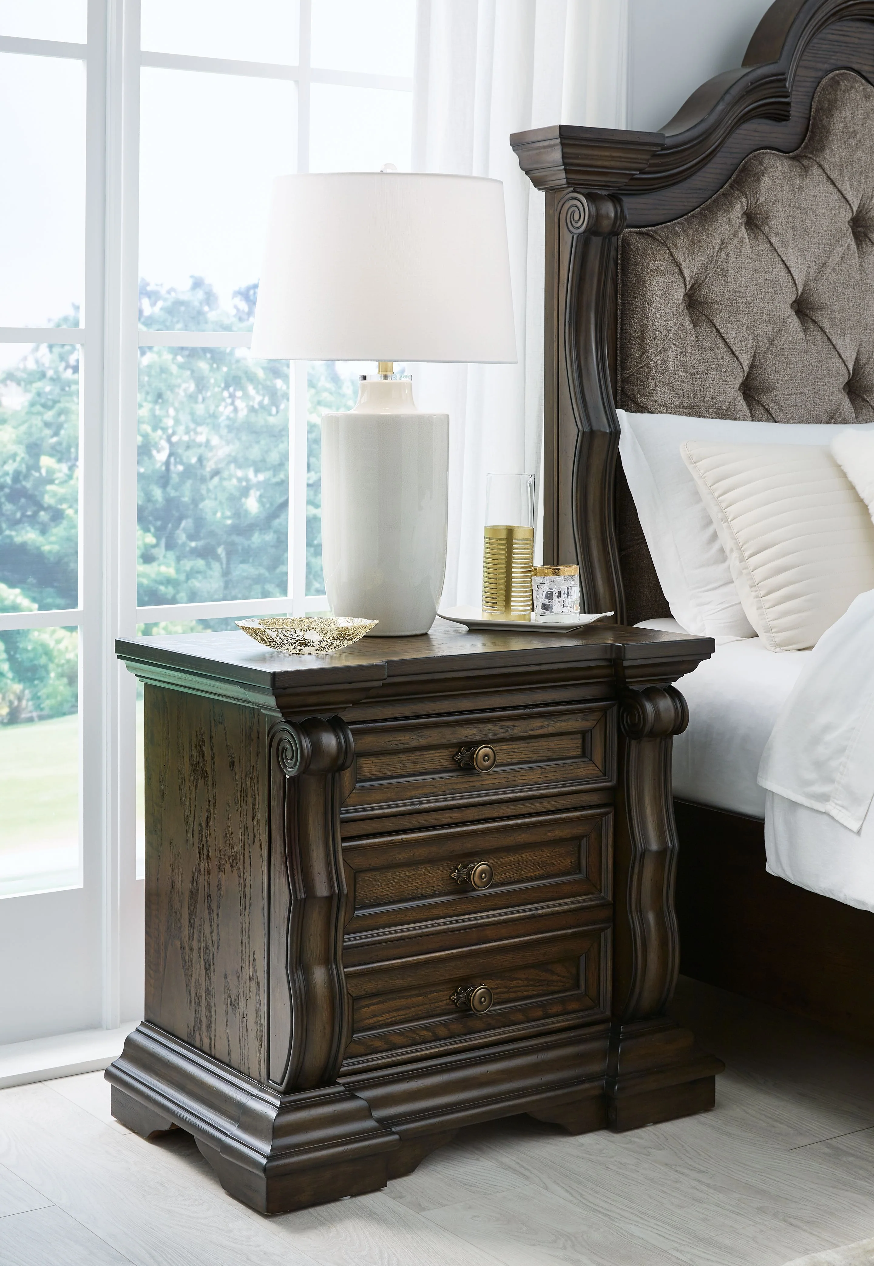Maylee - Three Drawer Night Stand - Dark Brown - Image 3