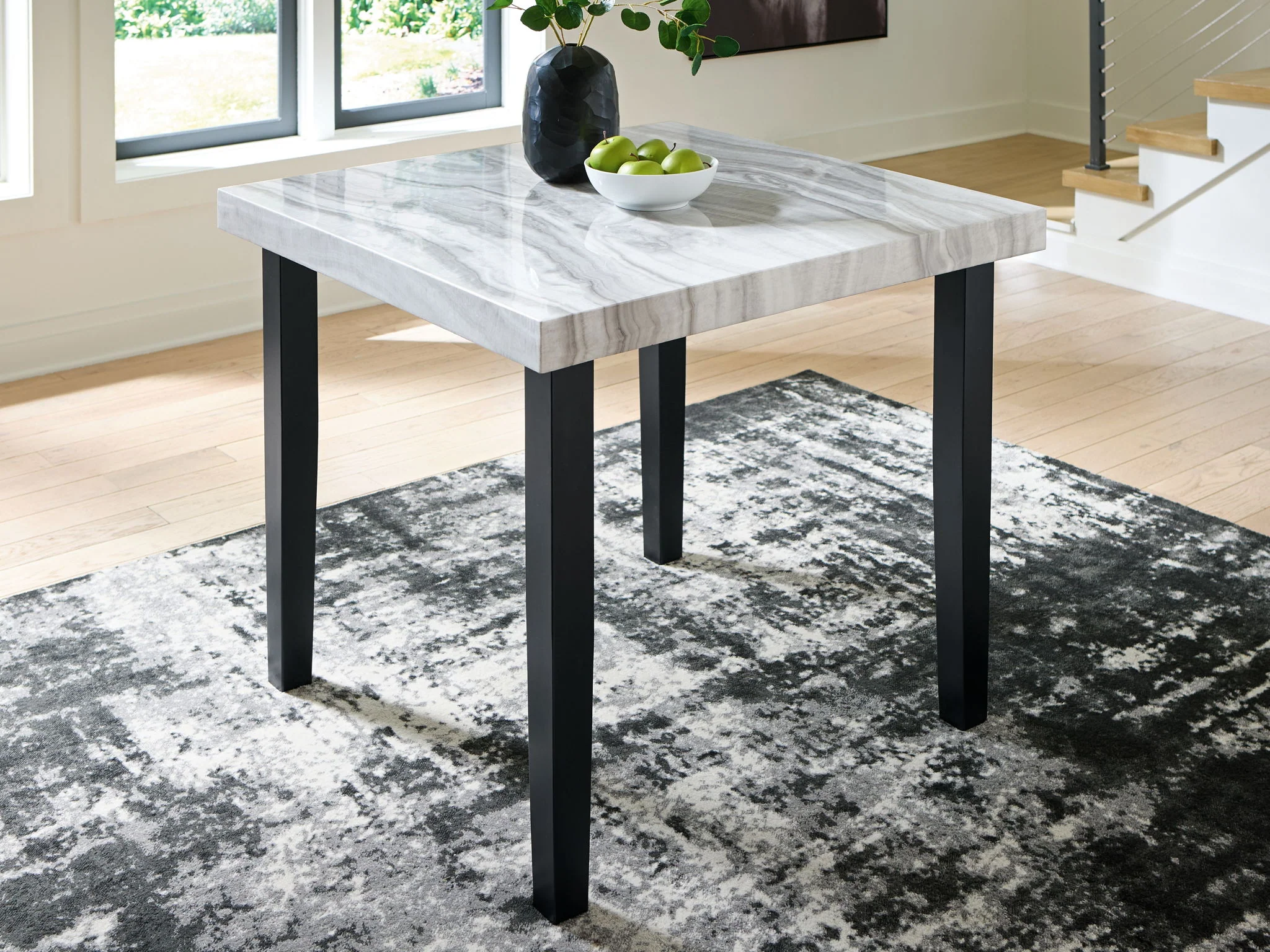Mervannie - Square Dining Room Counter Table - Gray / Black - Image 3