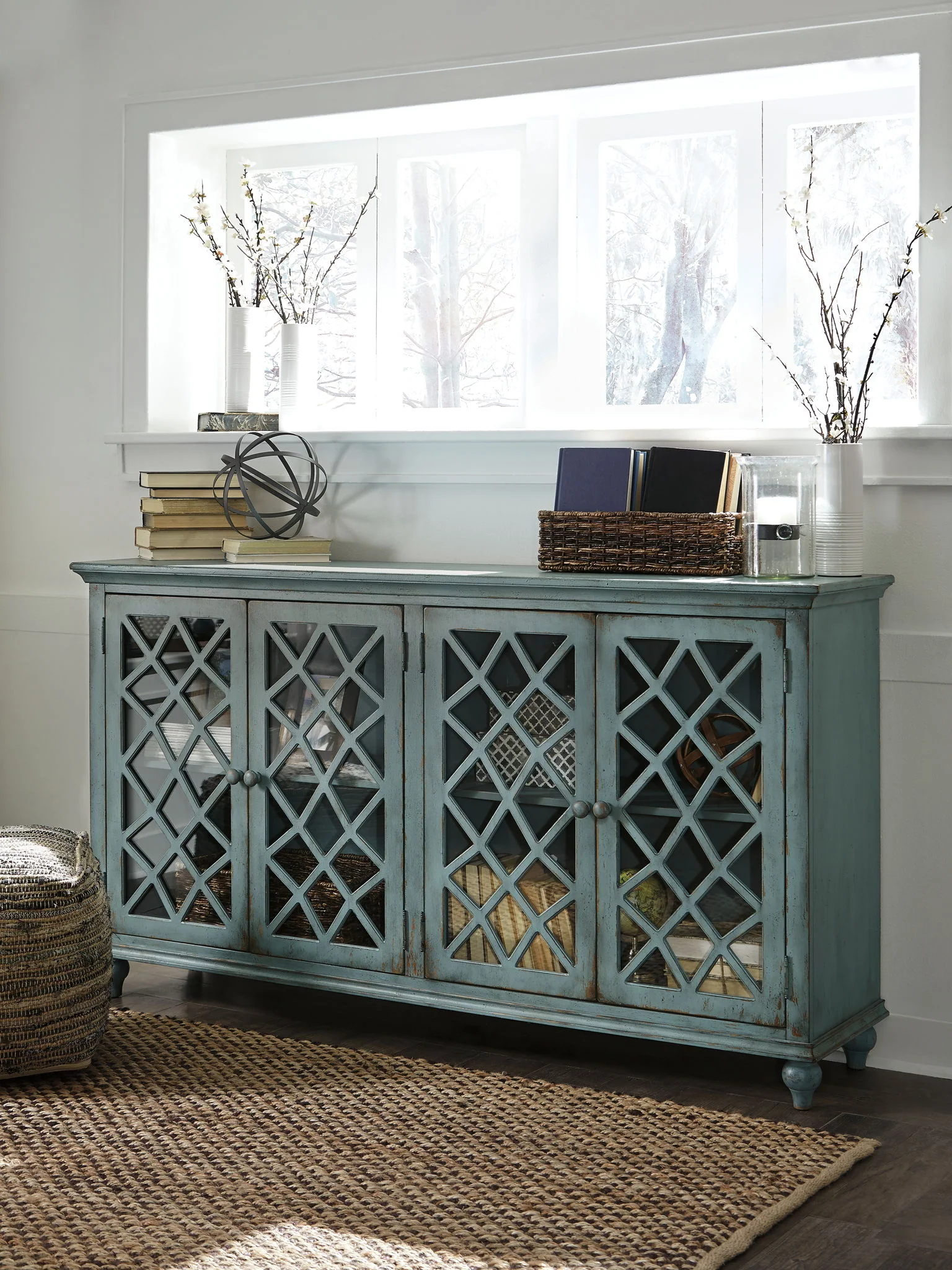 Mirimyn - Accent Cabinet - Vintage Finish - Antique Teal - Image 4