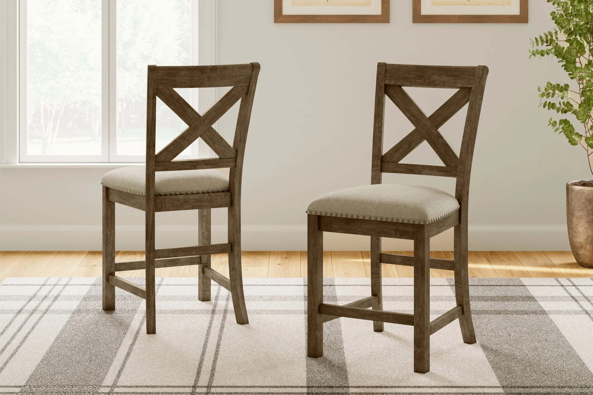 Moriville - Upholstered Barstool (Set of 2) - Beige - Image 3