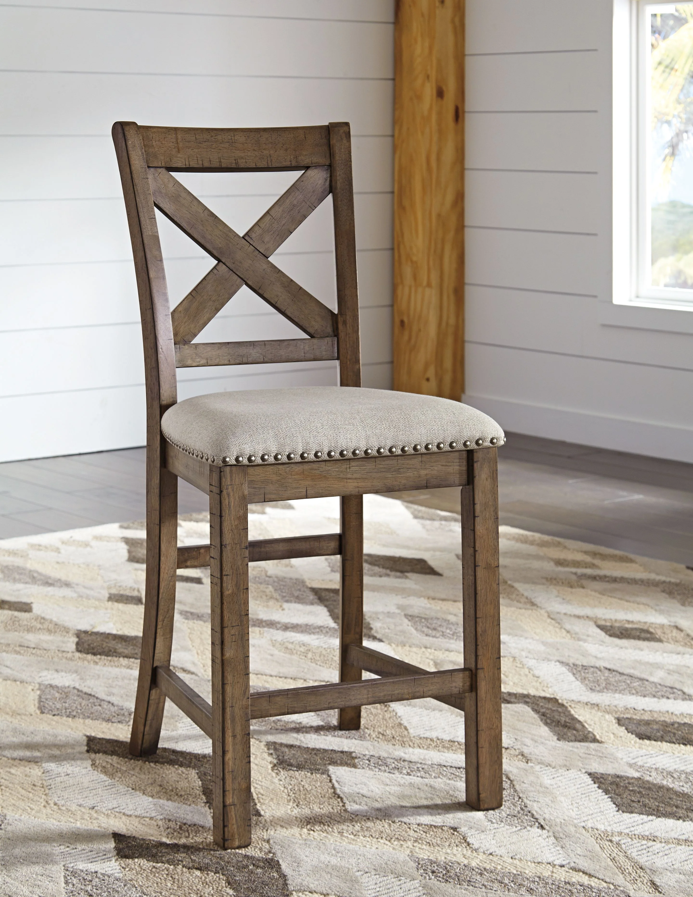 Moriville - Upholstered Barstool (Set of 2) - Beige - Image 4