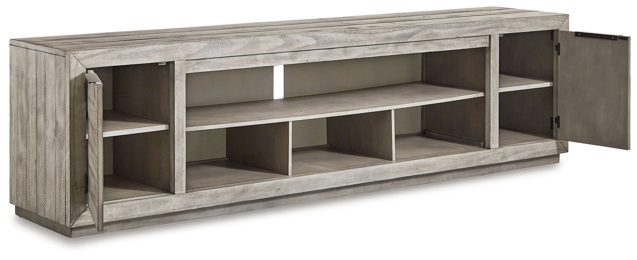 Naydell - XL TV Stand w/Fireplace Option - Gray - Image 4