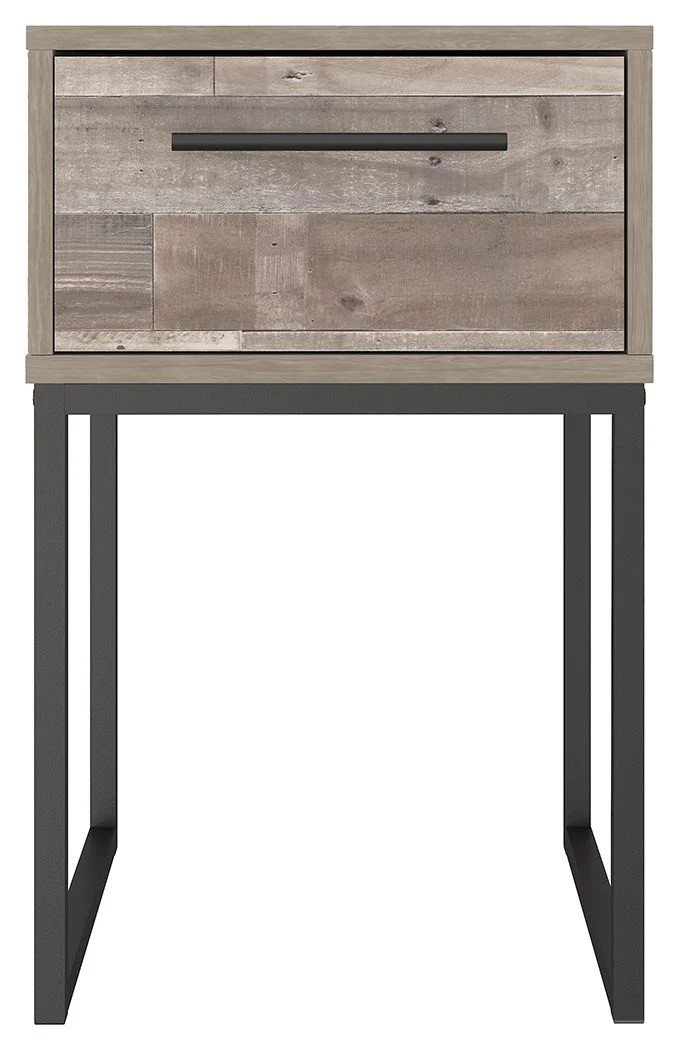 Neilsville - One Drawer Night Stand - Vinyl-Wrapped - Whitewash - Image 4