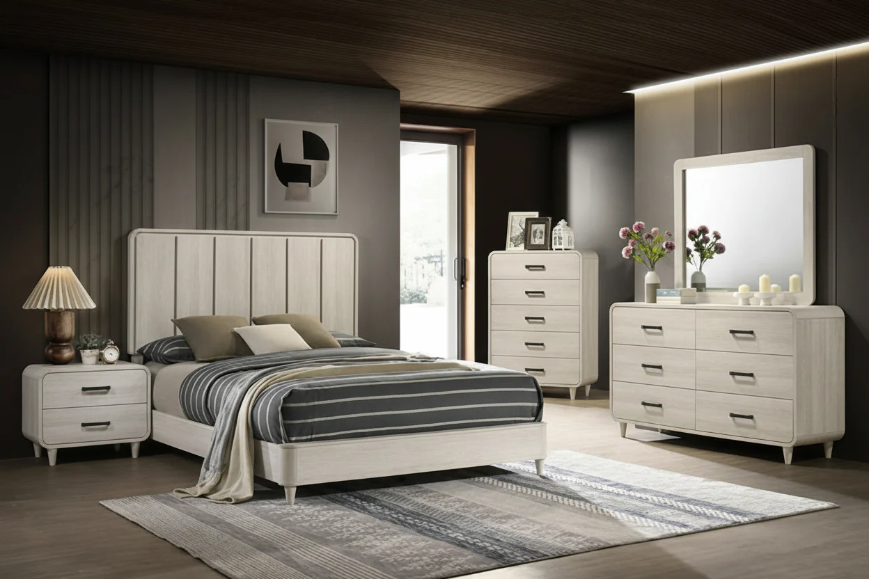 Nyomi Bedroom Suites by Crown Mark in Natural Driftwood or Light Brown - Image 2