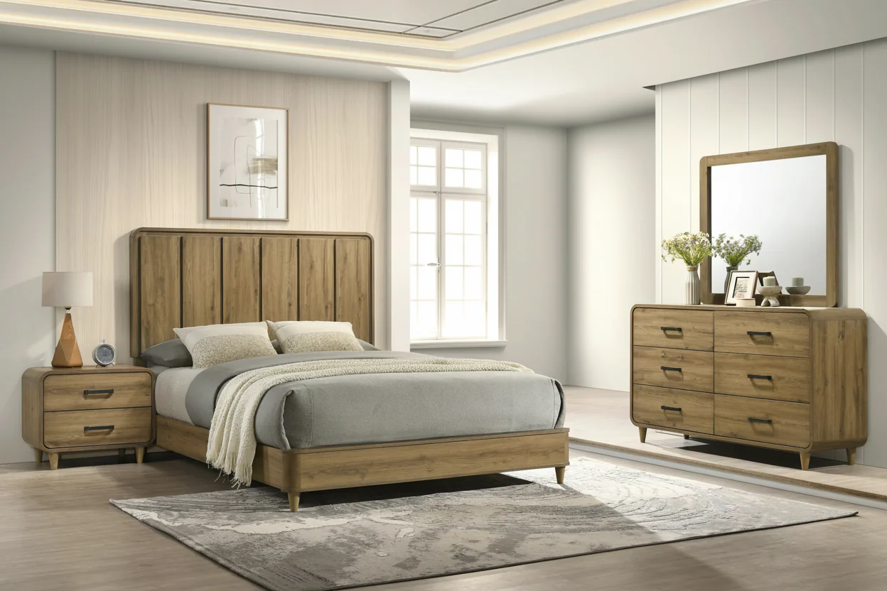 Nyomi Bedroom Suites by Crown Mark in Natural Driftwood or Light Brown - Image 3