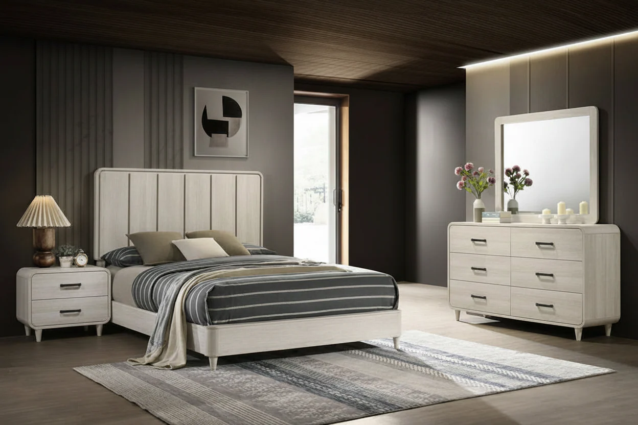 Nyomi Bedroom Suites by Crown Mark in Natural Driftwood or Light Brown - Image 4