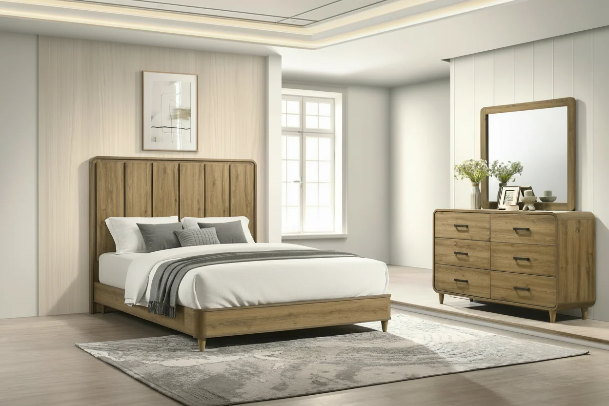 Nyomi Bedroom Suites by Crown Mark in Natural Driftwood or Light Brown - Image 5