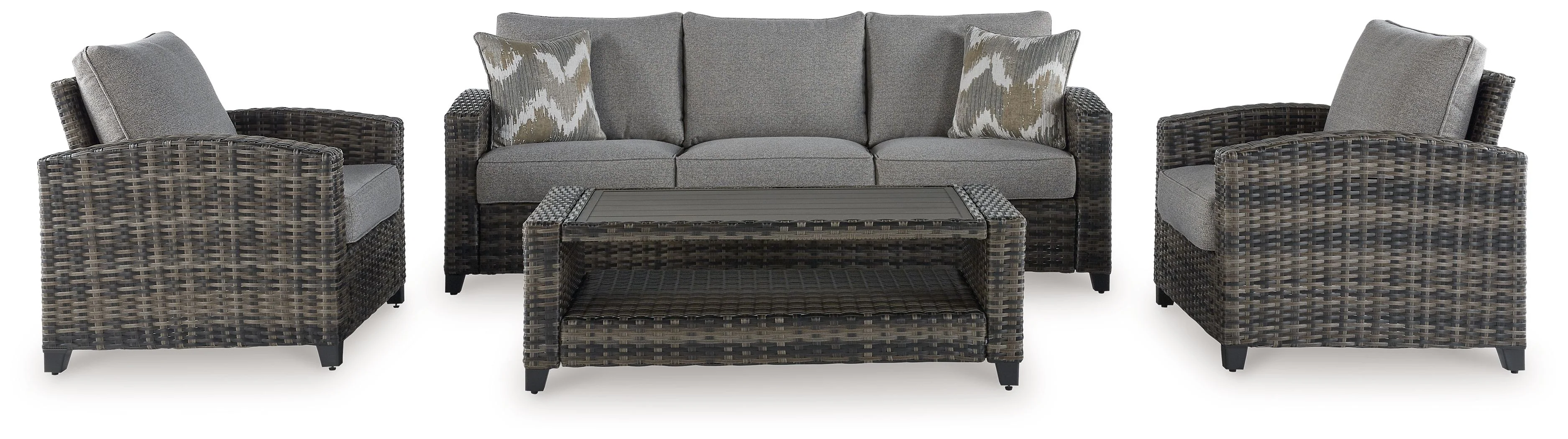Oasis Court - Sofa, Chairs, Table Set (Set of 4) - Gray - Image 3