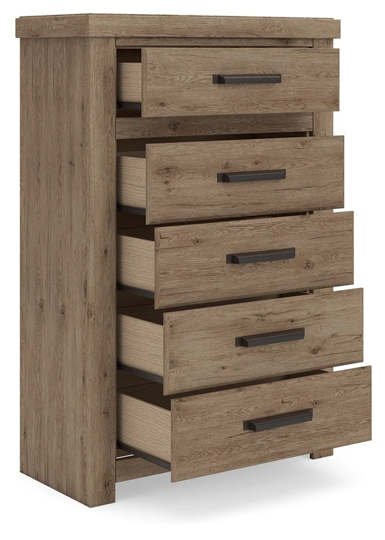 Oliandon - Five Drawer Chest - Light Brown - Image 2