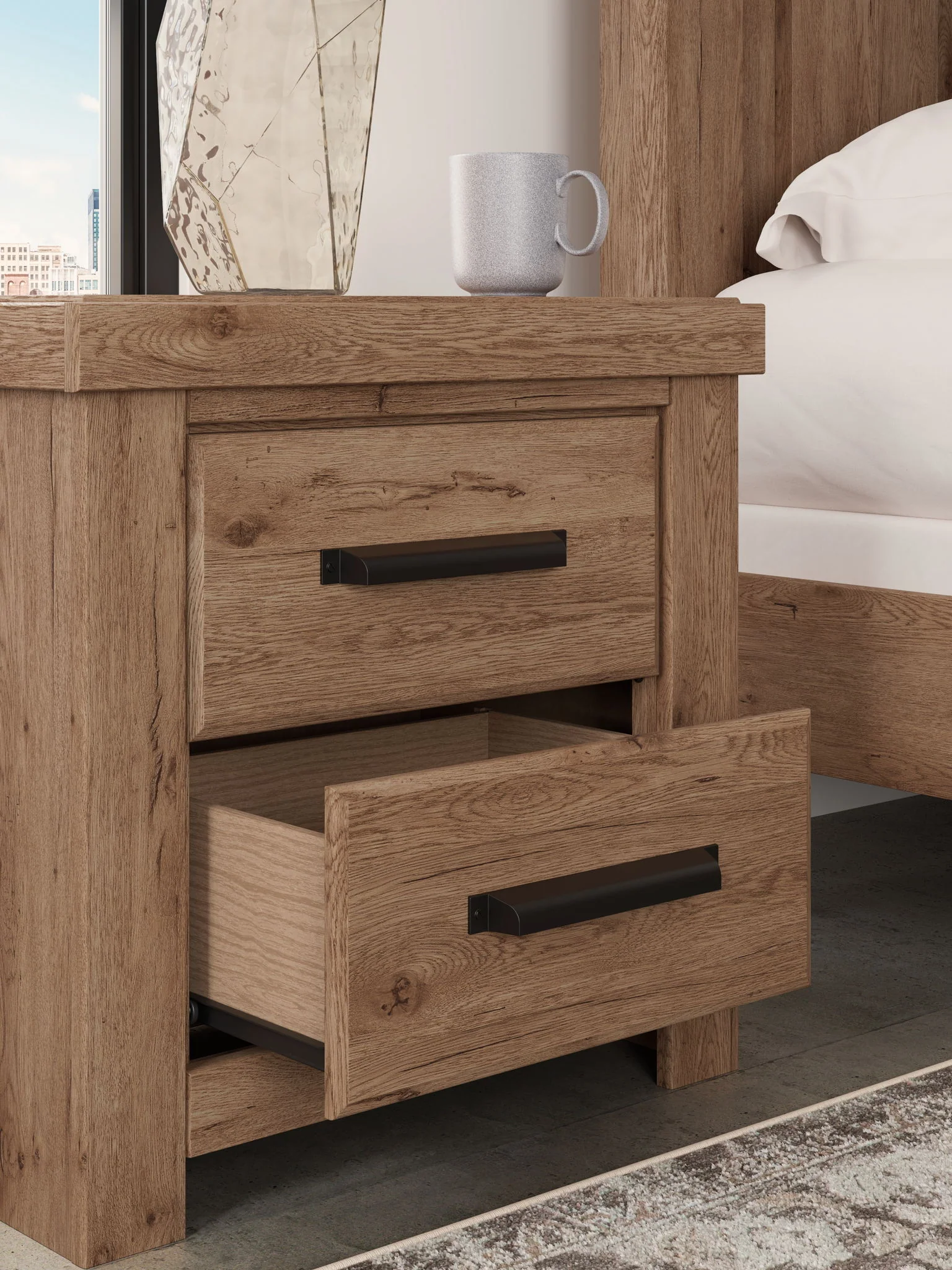Oliandon - Two Drawer Night Stand - Light Brown - Image 2