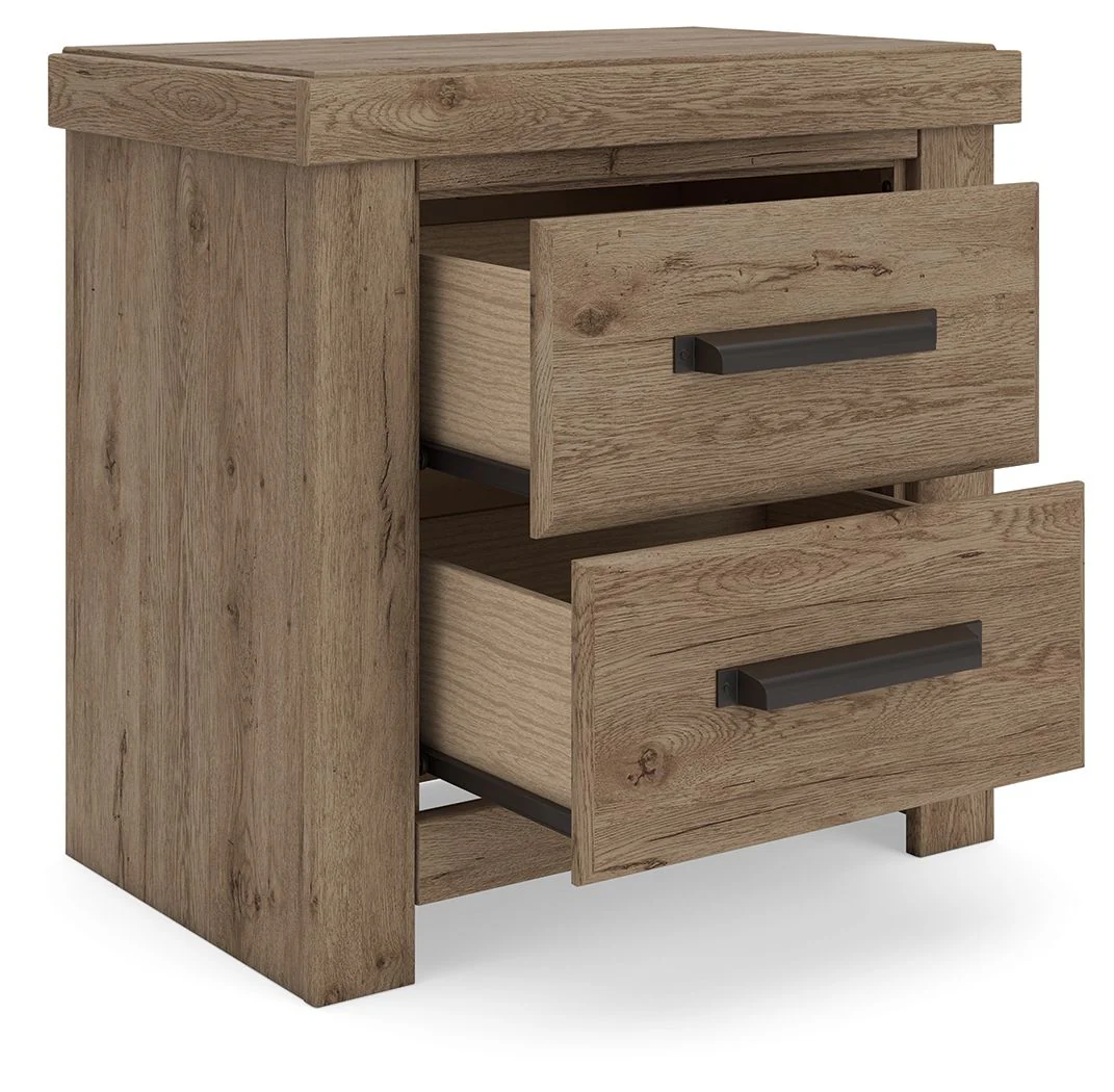 Oliandon - Two Drawer Night Stand - Light Brown - Image 3