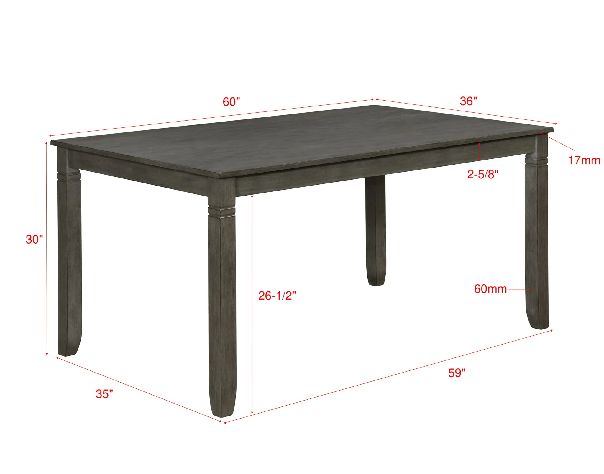Paige - 6 Piece Dinette Set With Bench - Gray - Image 2