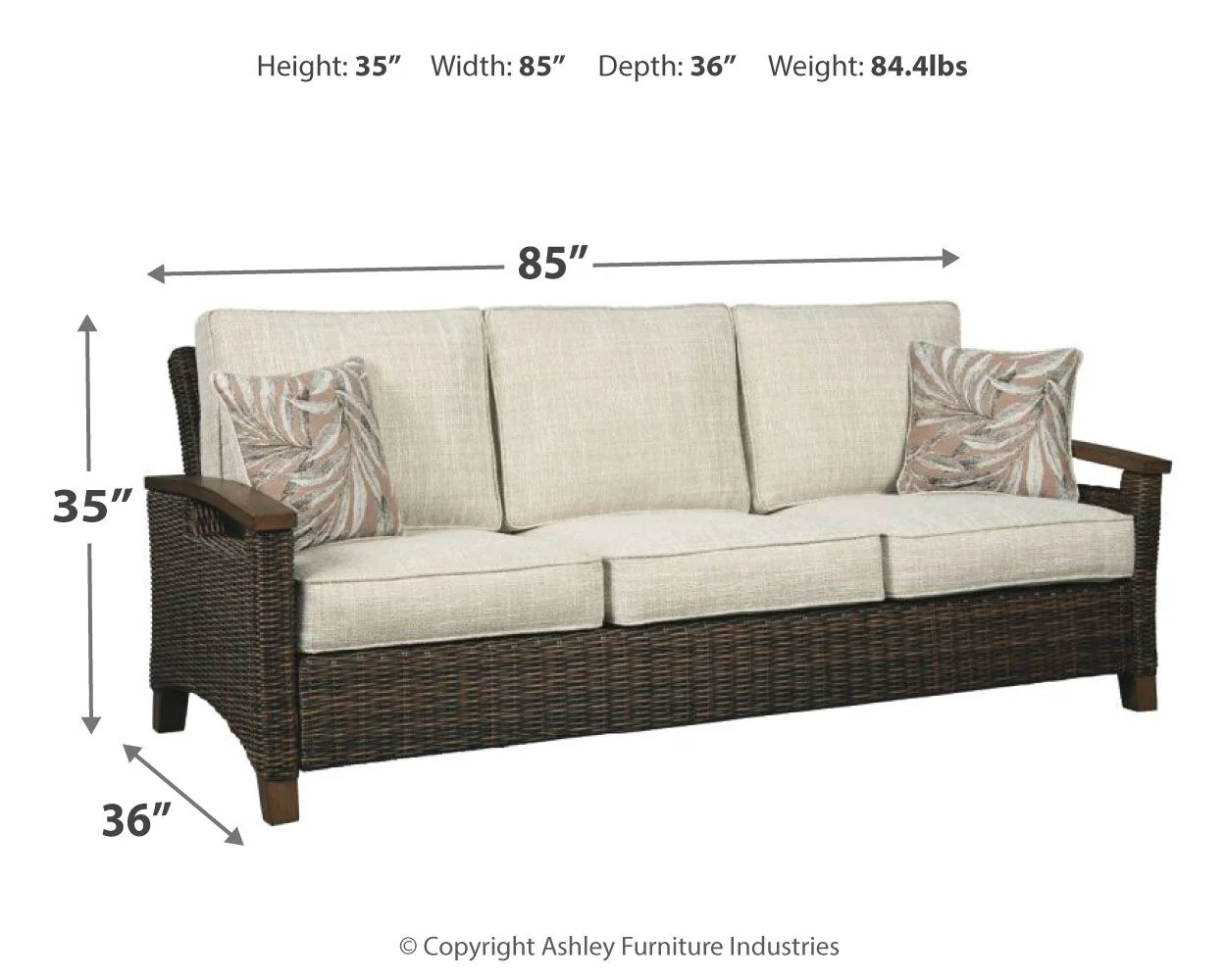 Paradise Trail - Sofa with Cushion - Medium Brown - Image 3