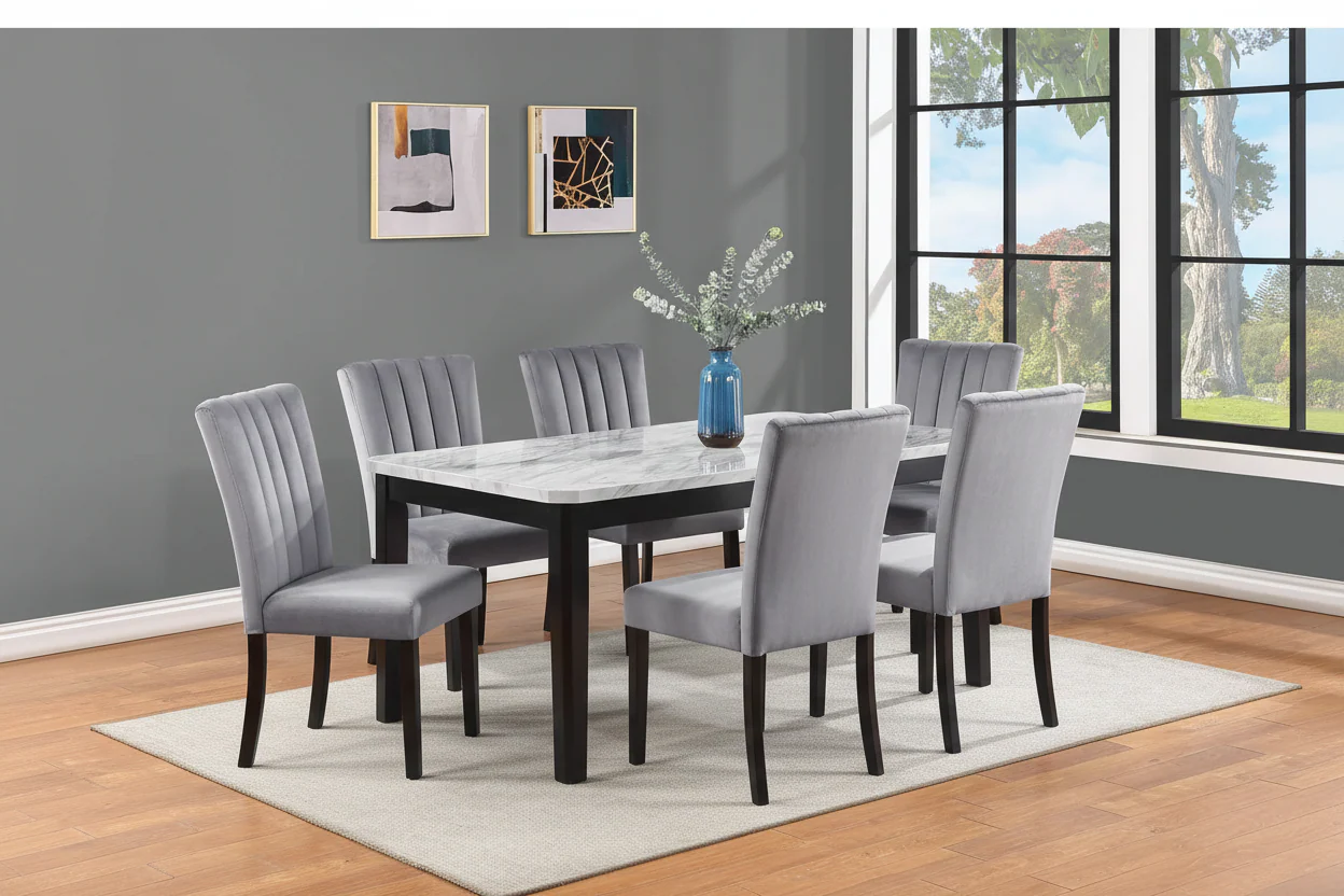 Pascal Black & White Faux Marble Dining Sets by Crown Mark - Image 3