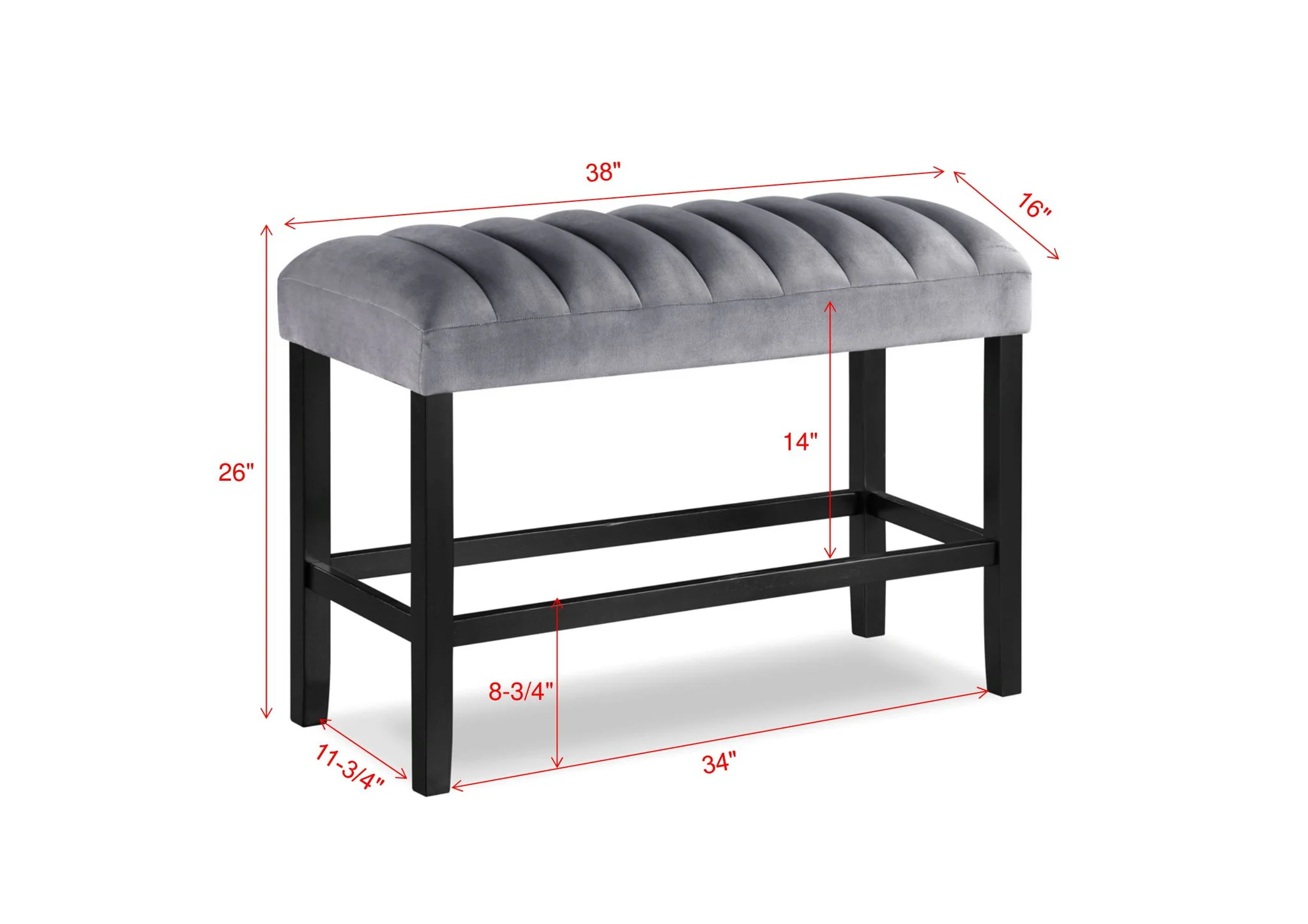 Pascal - Counter Height Bench - Pearl Silver - Image 3