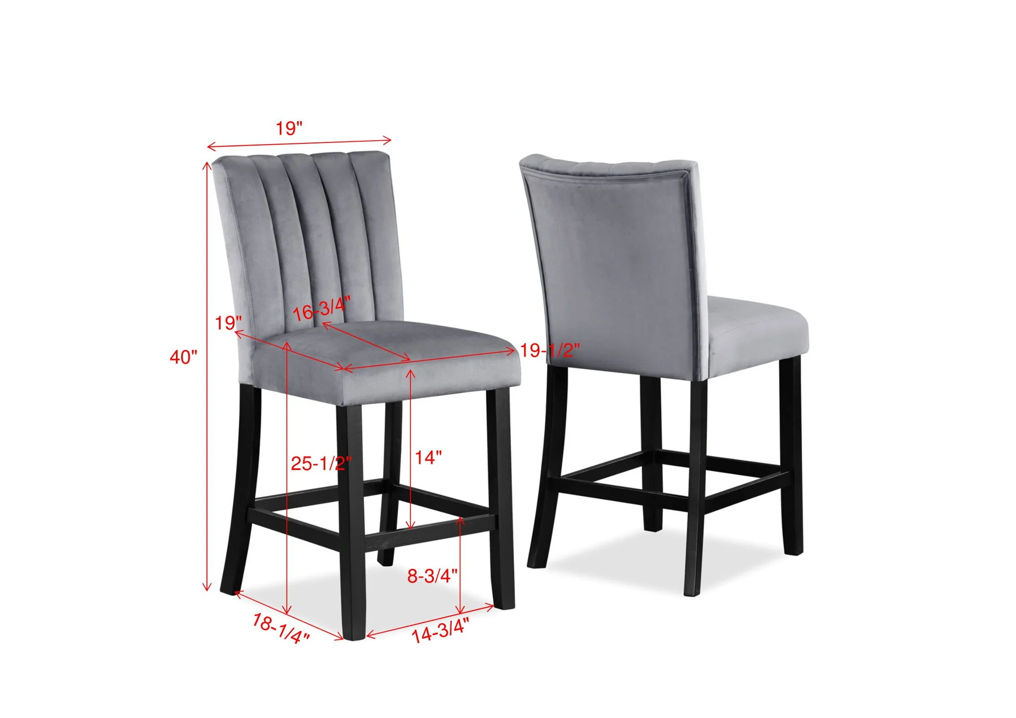 Pascal - Counter Height Chair (Set of 2) - Dark Gray - Image 3