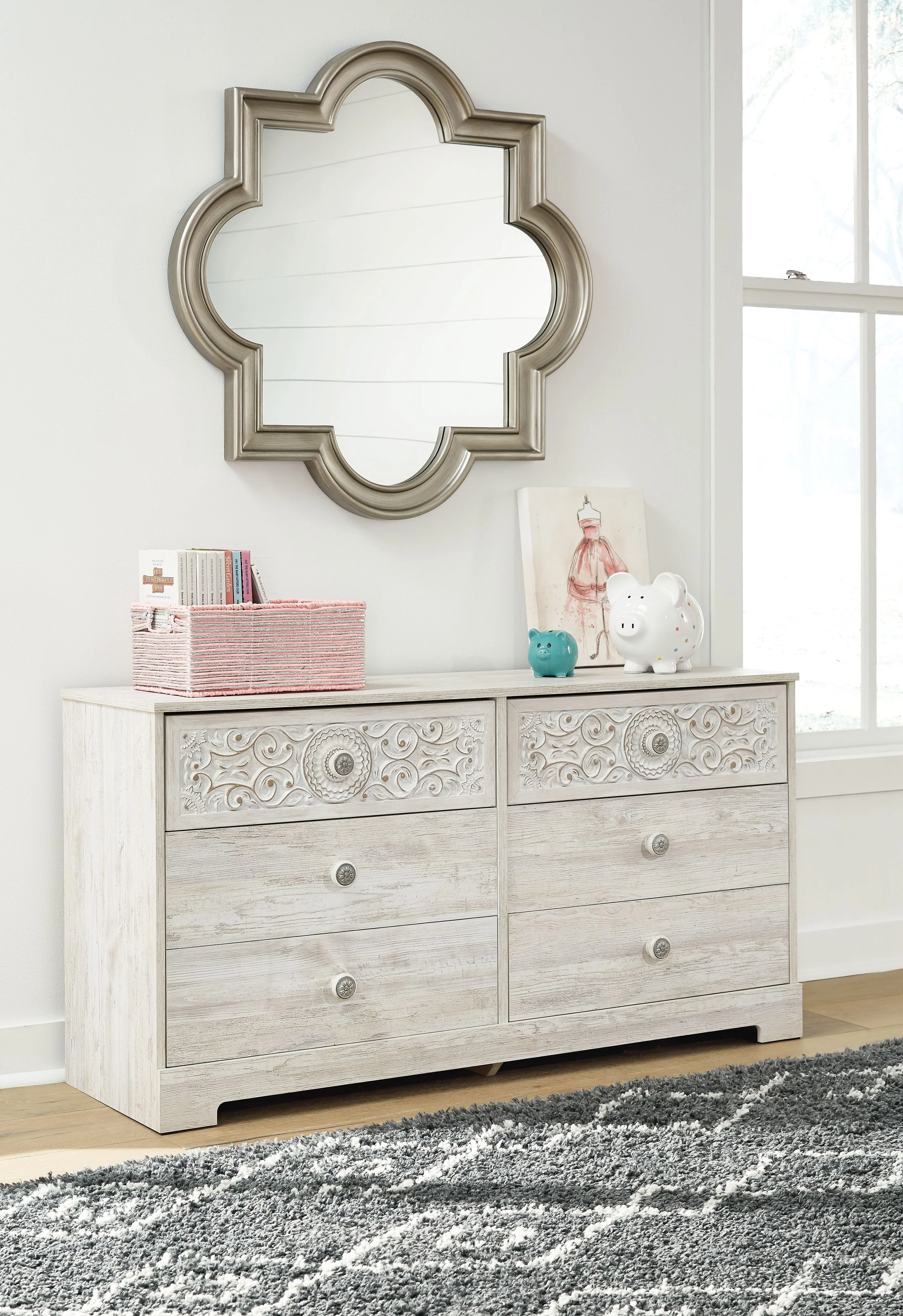 Paxberry - Six Drawer Dresser - Weatherworn - Whitewash - Image 3