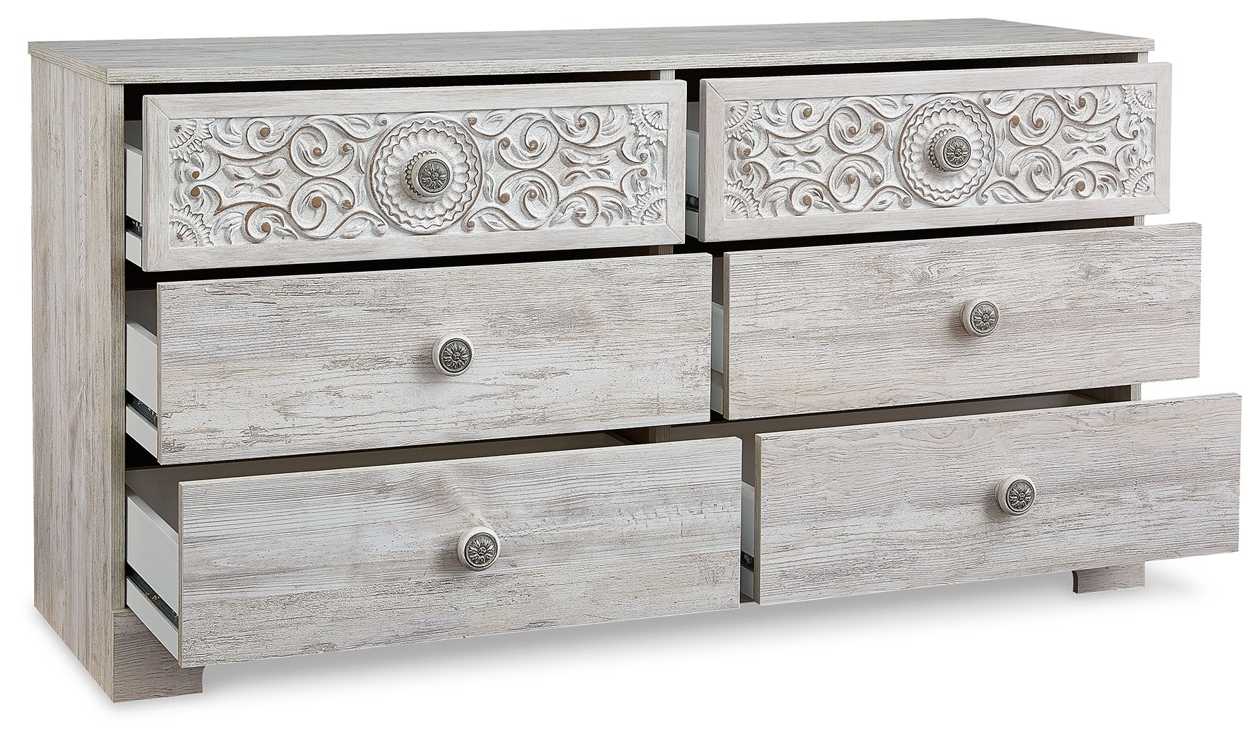 Paxberry - Six Drawer Dresser - Weatherworn - Whitewash - Image 4