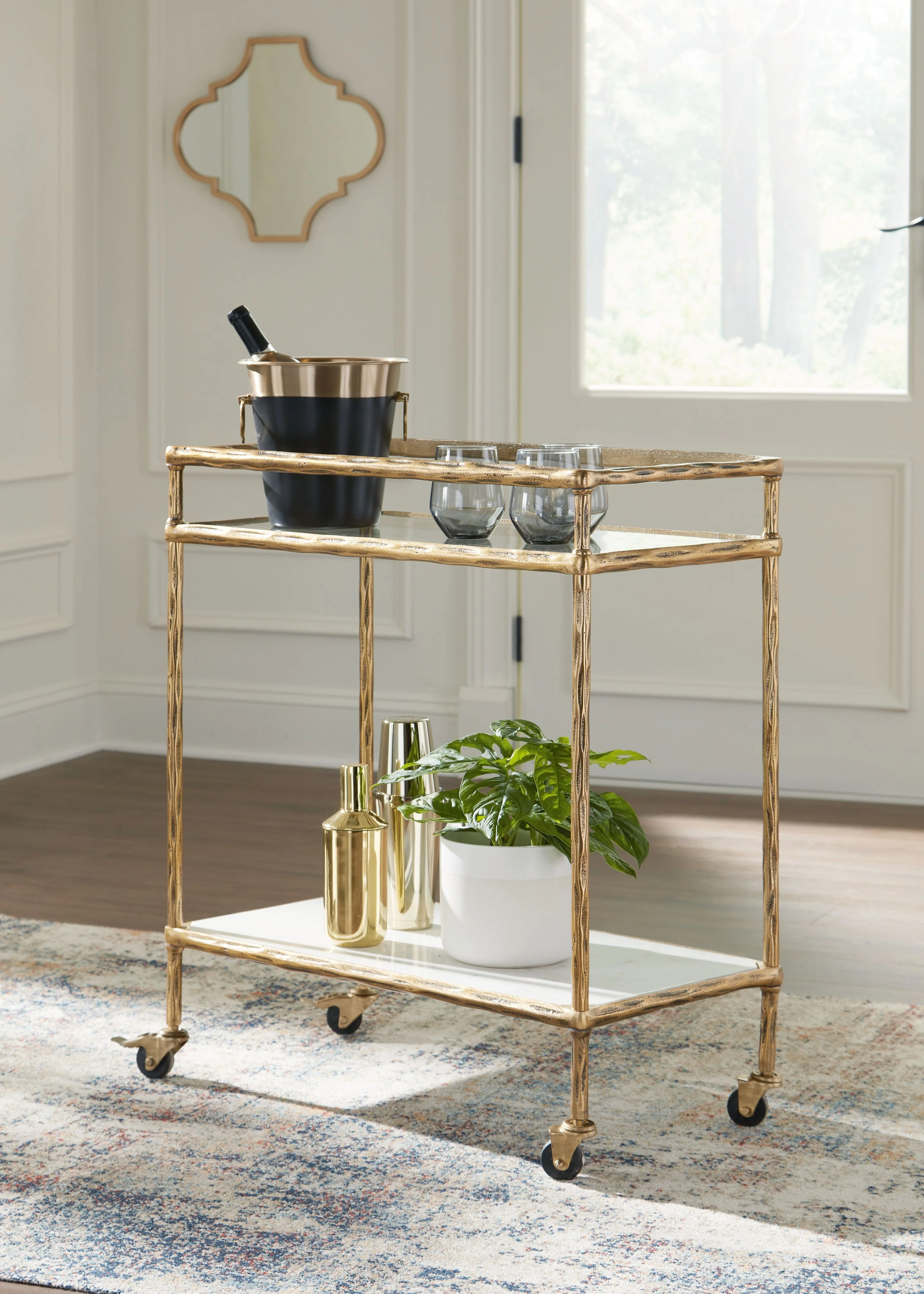 Plattfield - Bar Cart - Antique Gold Finish - Image 3